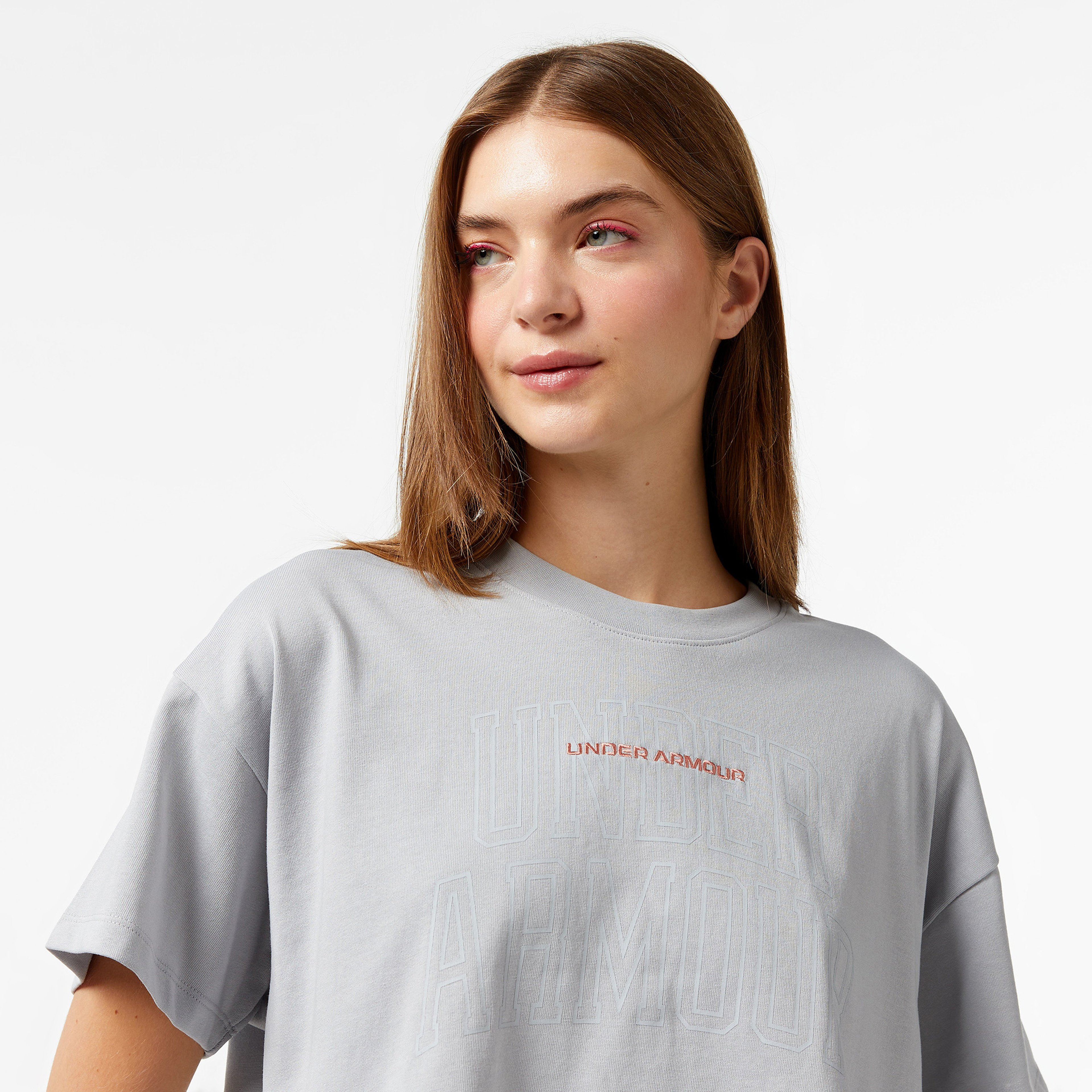 Under Armour Varsity Mix Hw Ss Crop Kadın Gri T-Shirt