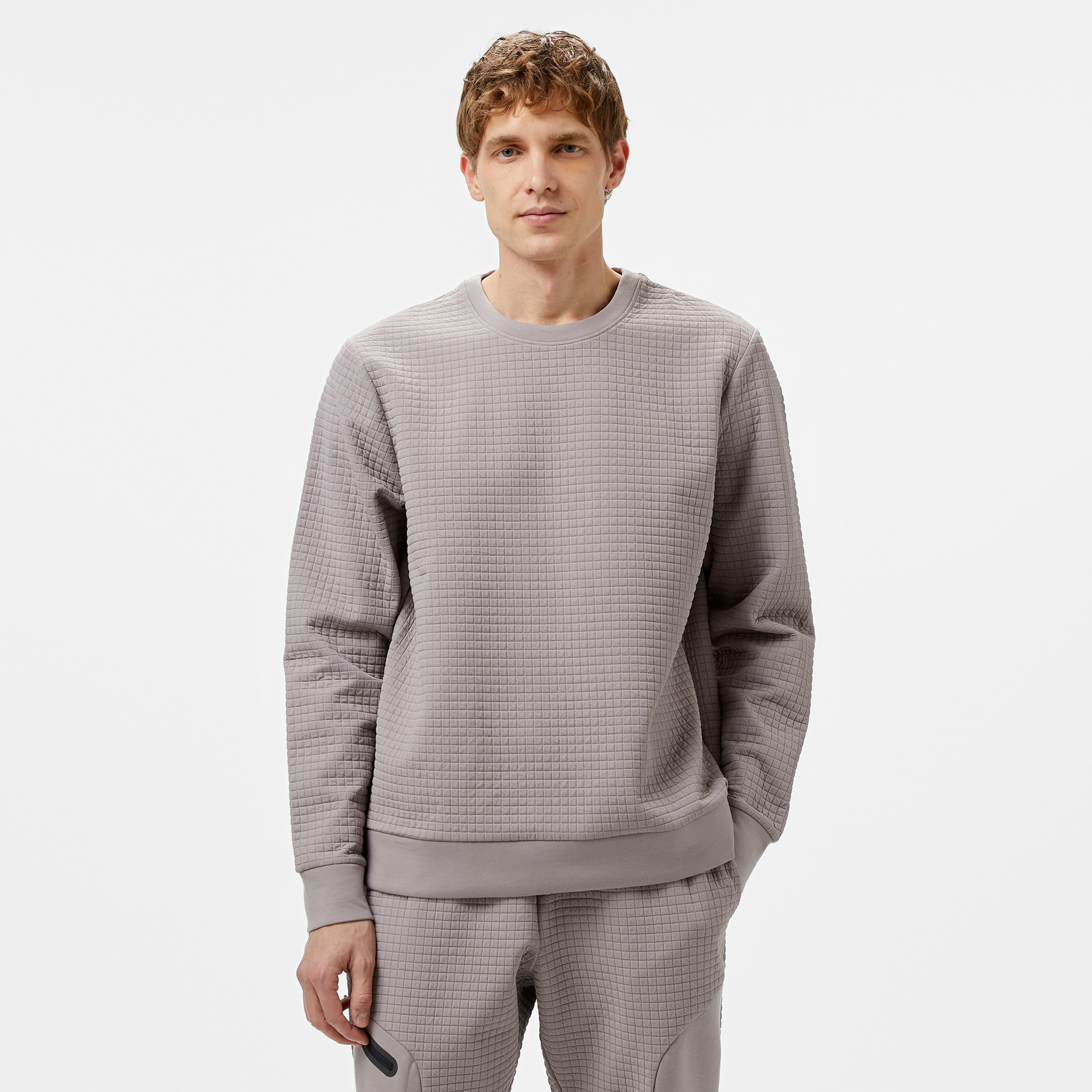 Under Armour Unstoppable Fleece Grid Bisiklet Yaka Erkek Gri Sweatshirt
