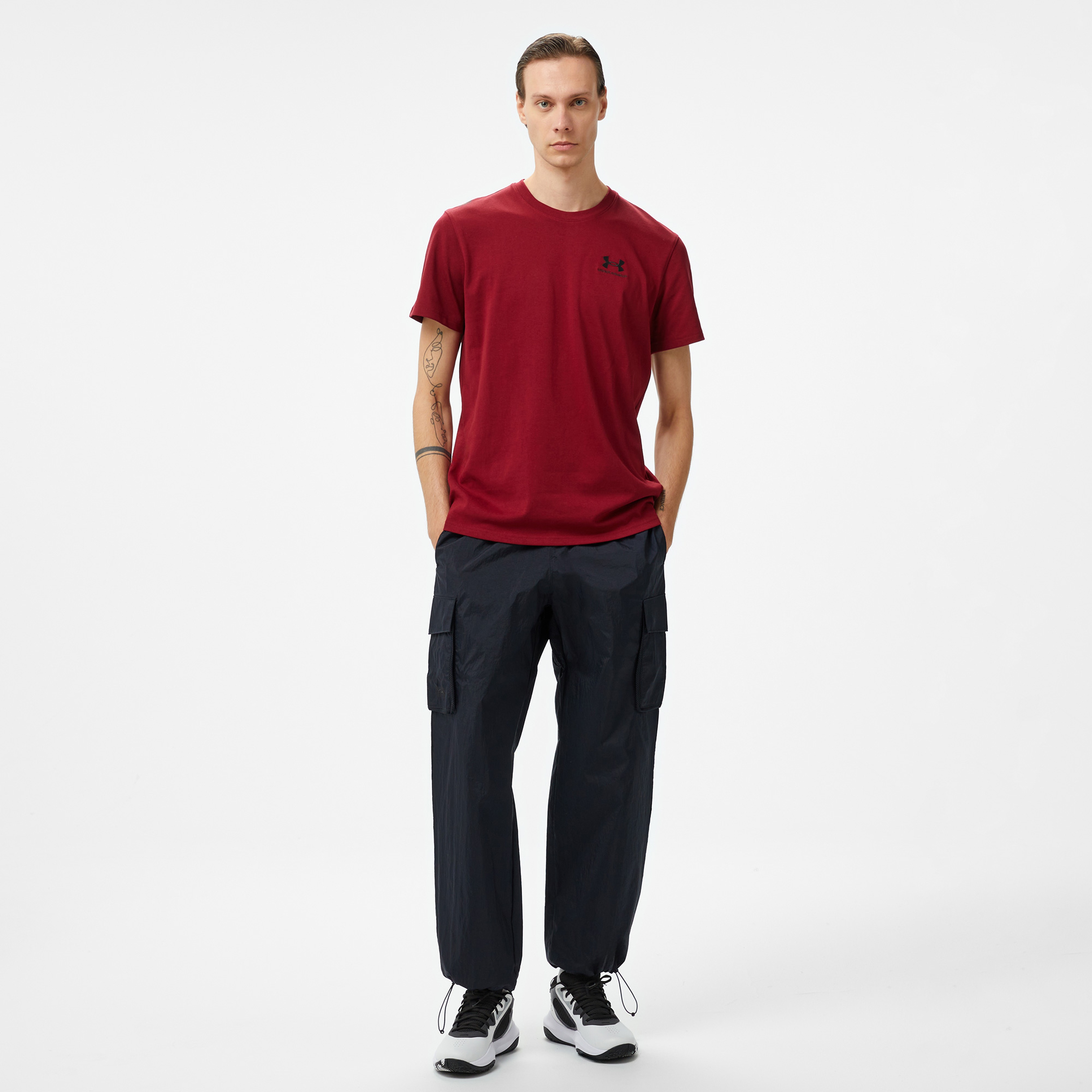 Under Armour Logo Emb Heavyweight Ss Erkek Bordo T-Shirt