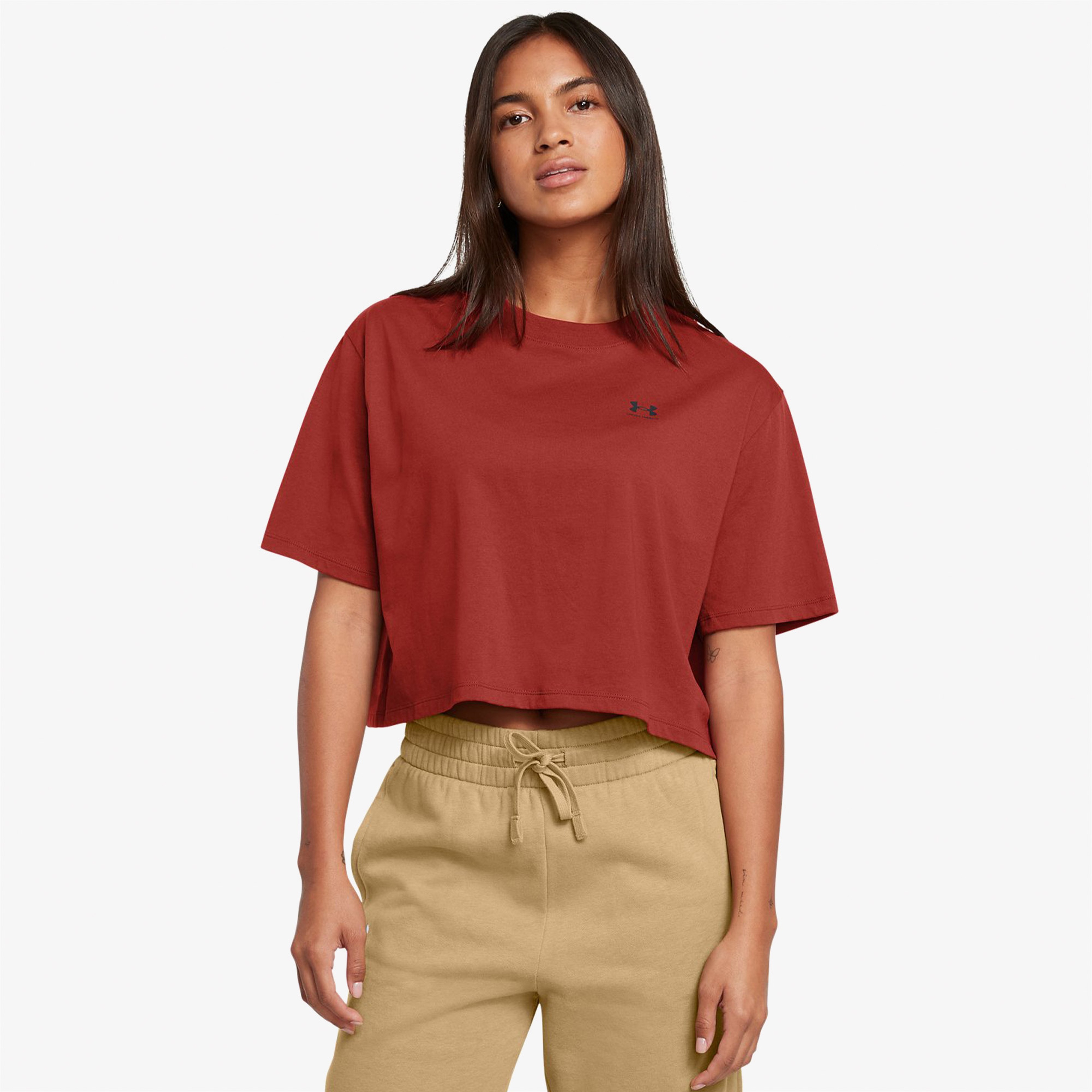 Under Armour Boxy Crop Logo Ss Kadın Turuncu T-Shirt