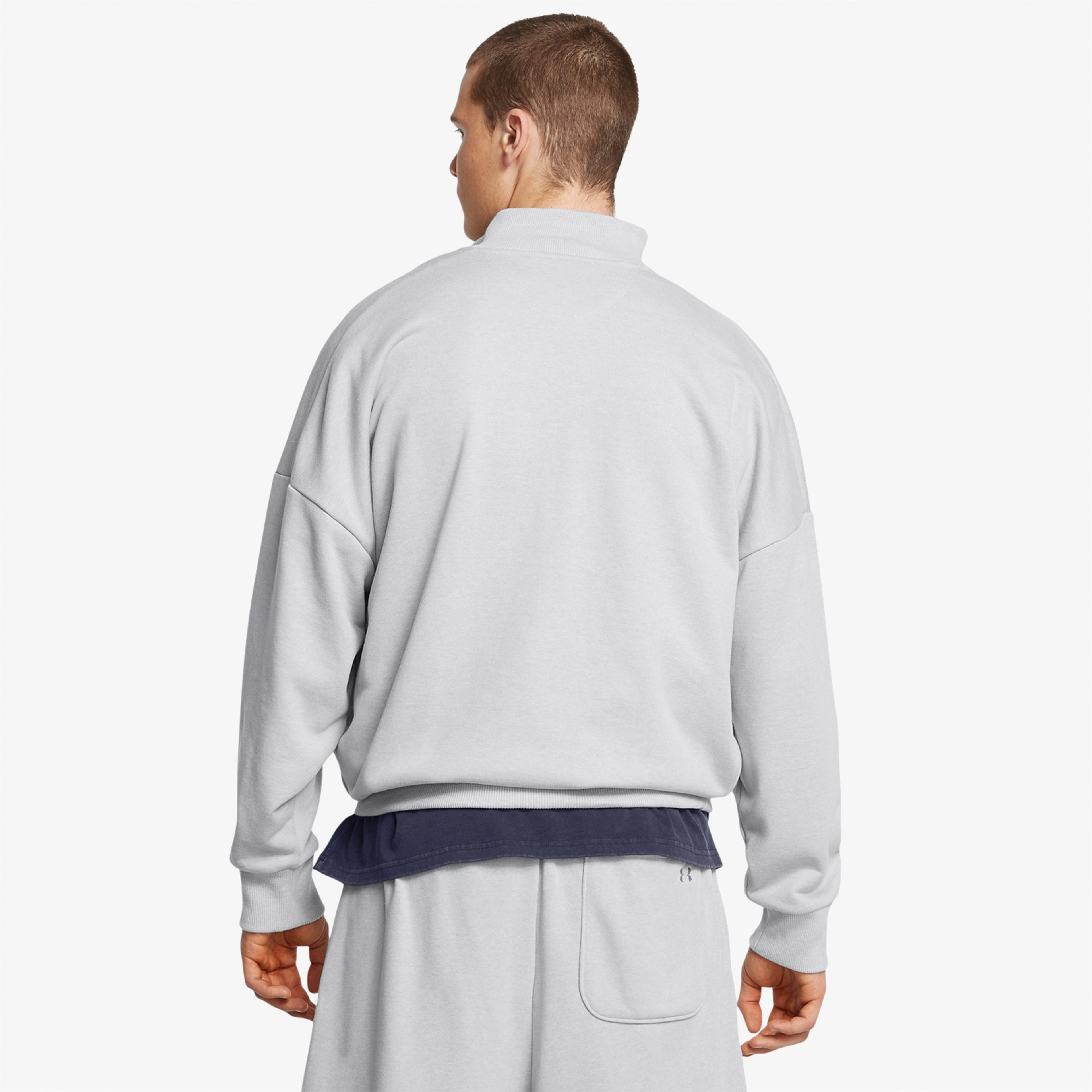 Under Armour icon Hwt Terry Os 1/2 Zip Erkek Gri Sweatshirt