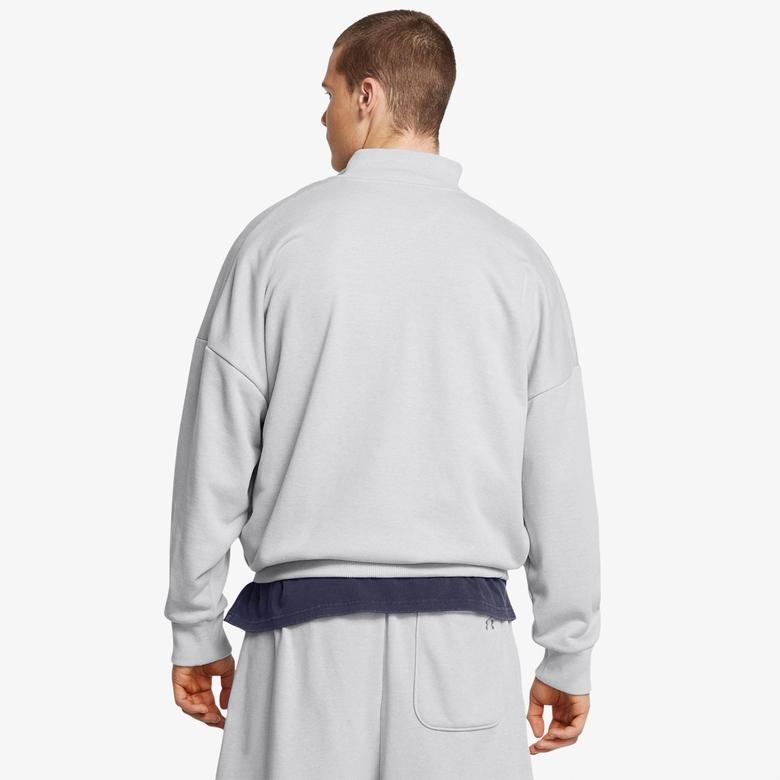 Under Armour icon Hwt Terry Os 1/2 Zip Erkek Gri Sweatshirt