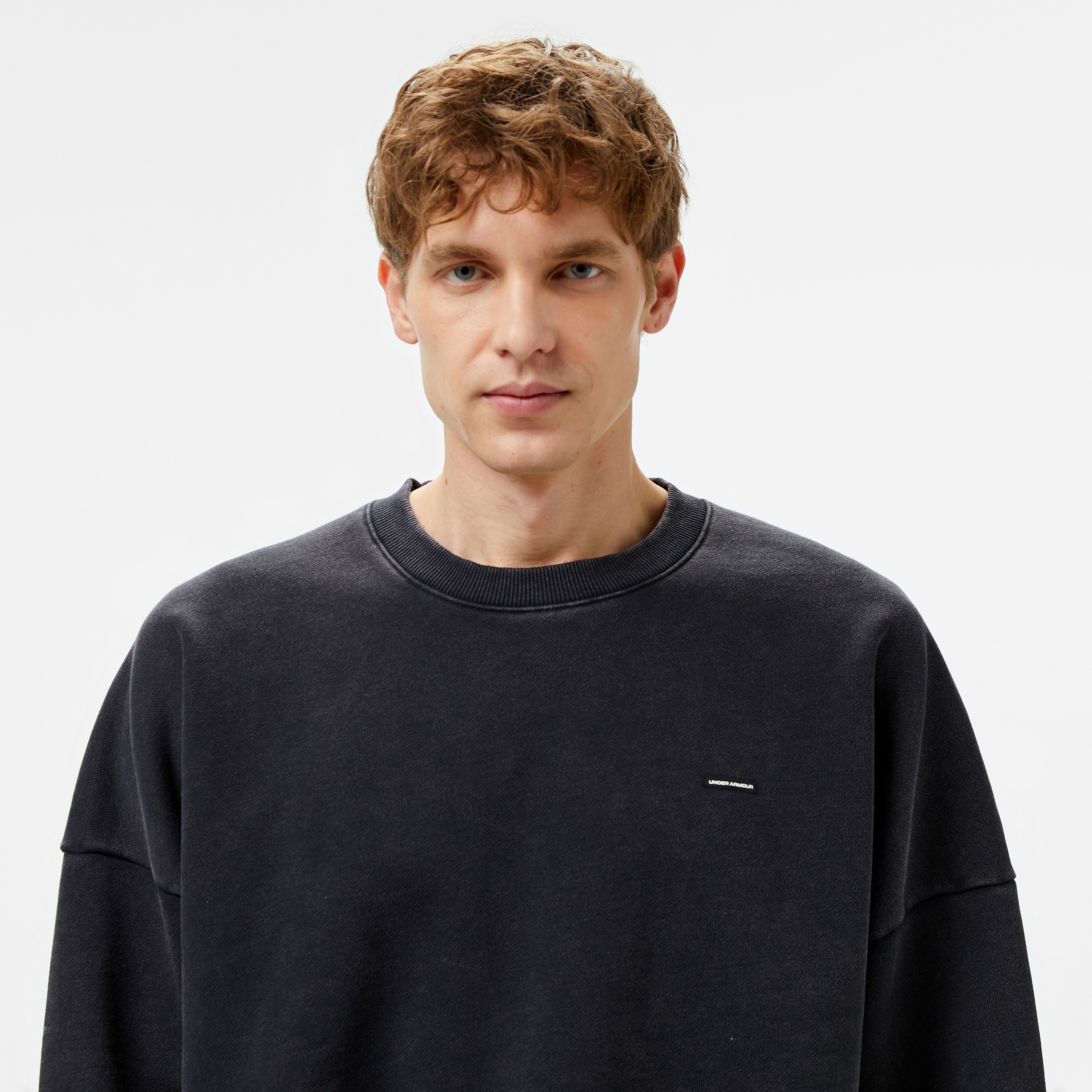 Under Armour icon Hwt Flc Wash Os Crew Erkek Siyah Sweatshirt