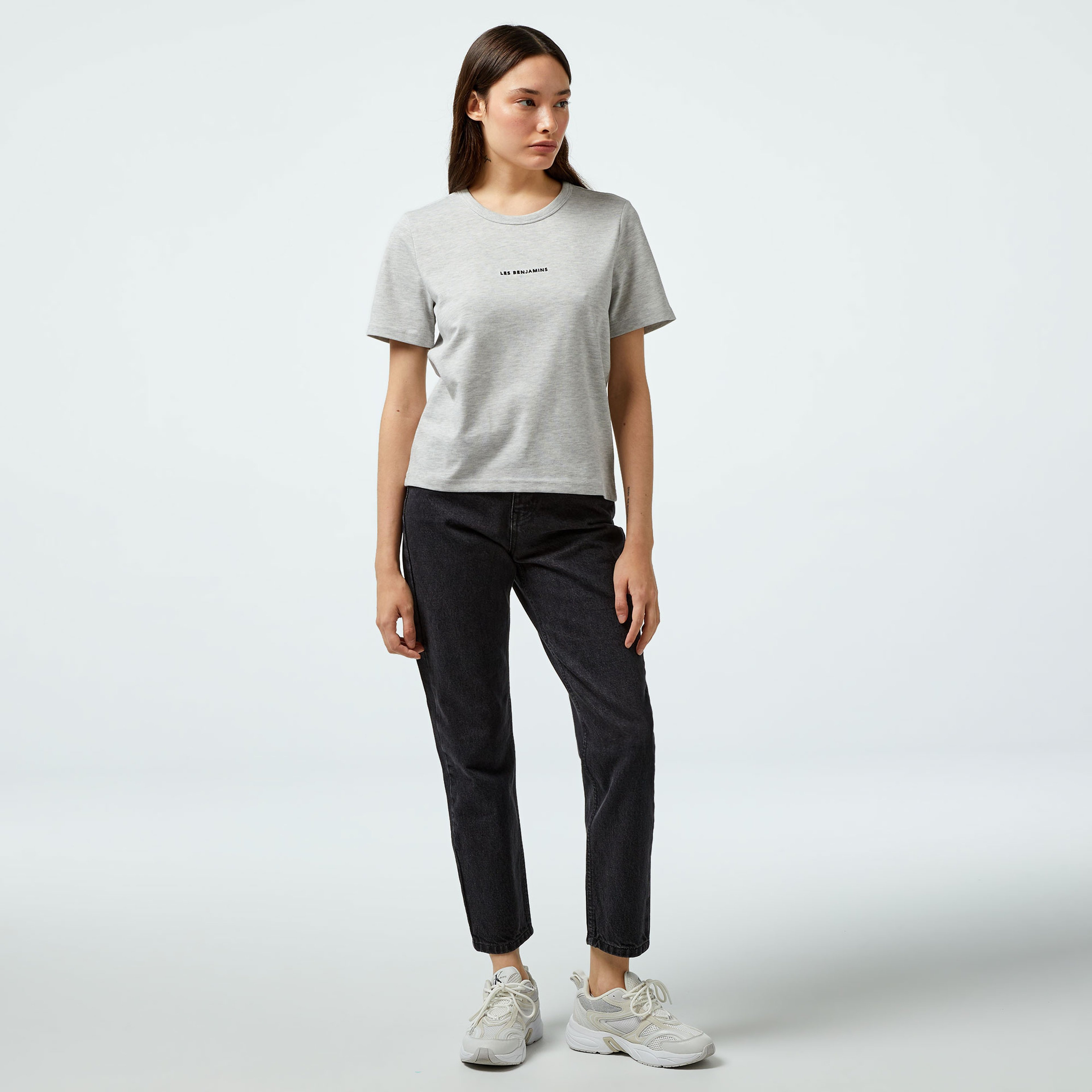 Les Benjamins Regular 403 Kadın Gri T-Shirt