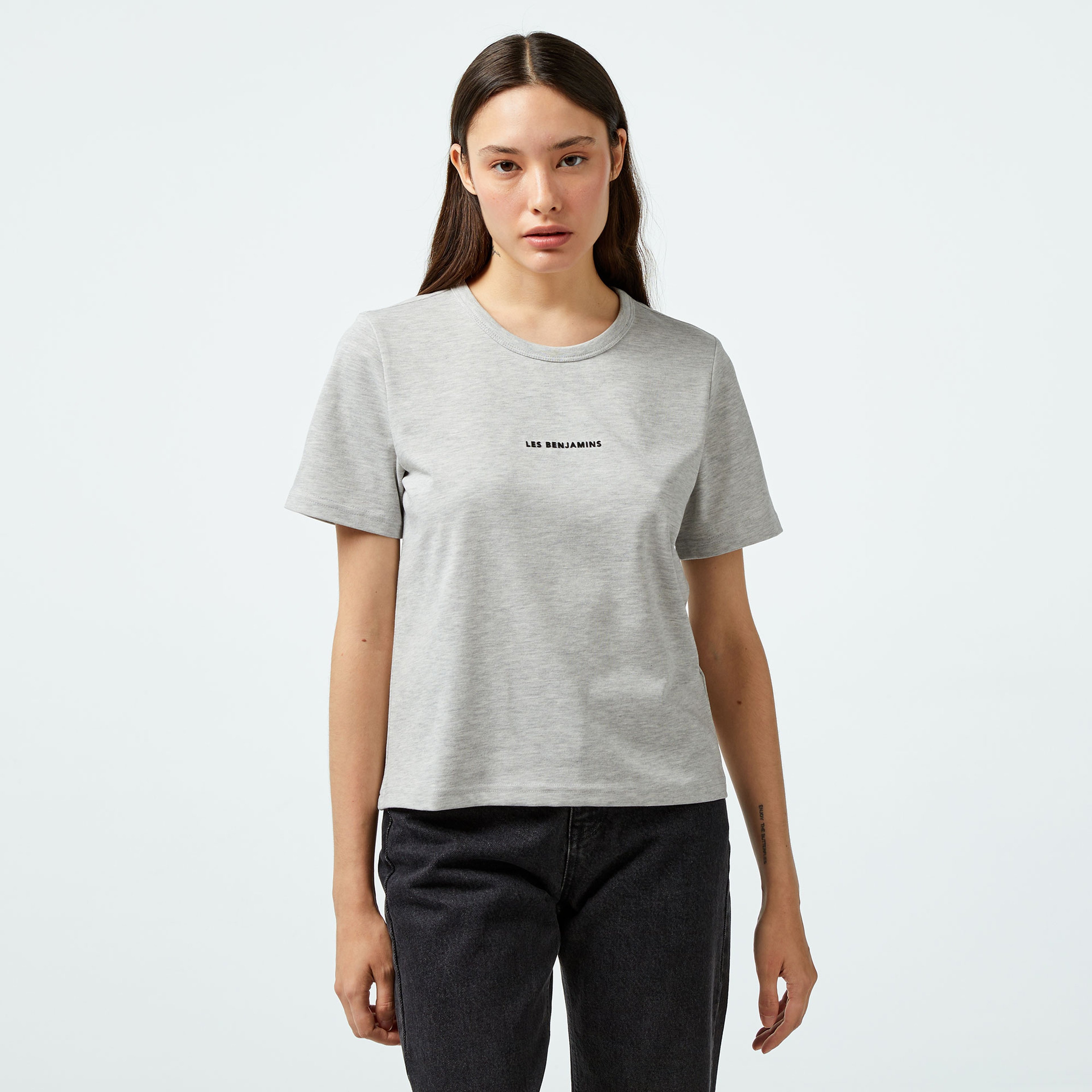 Les Benjamins Regular 403 Kadın Gri T-Shirt