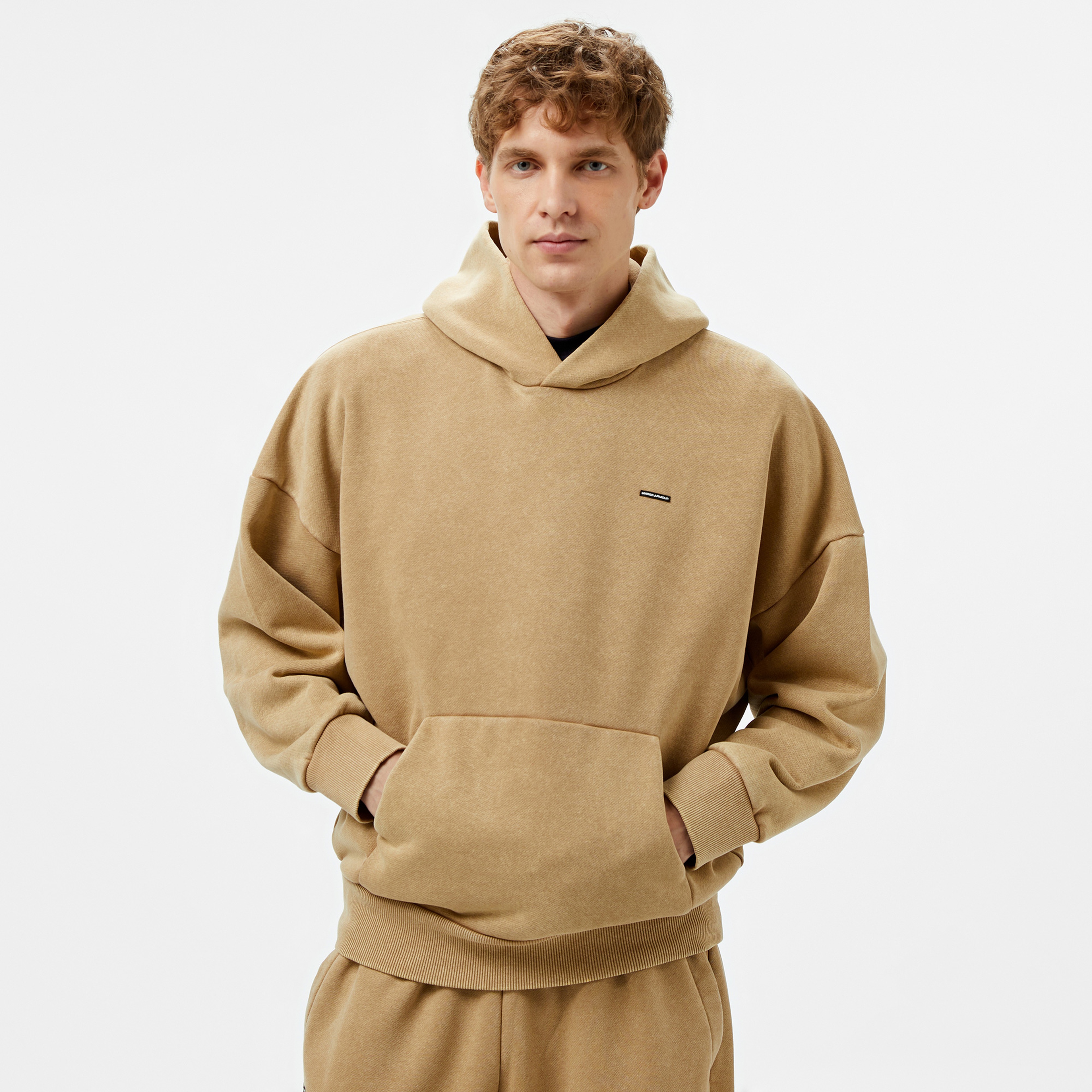 Under Armour icon Hwt Flc Wash Os  Erkek Kahverengi Hoodie