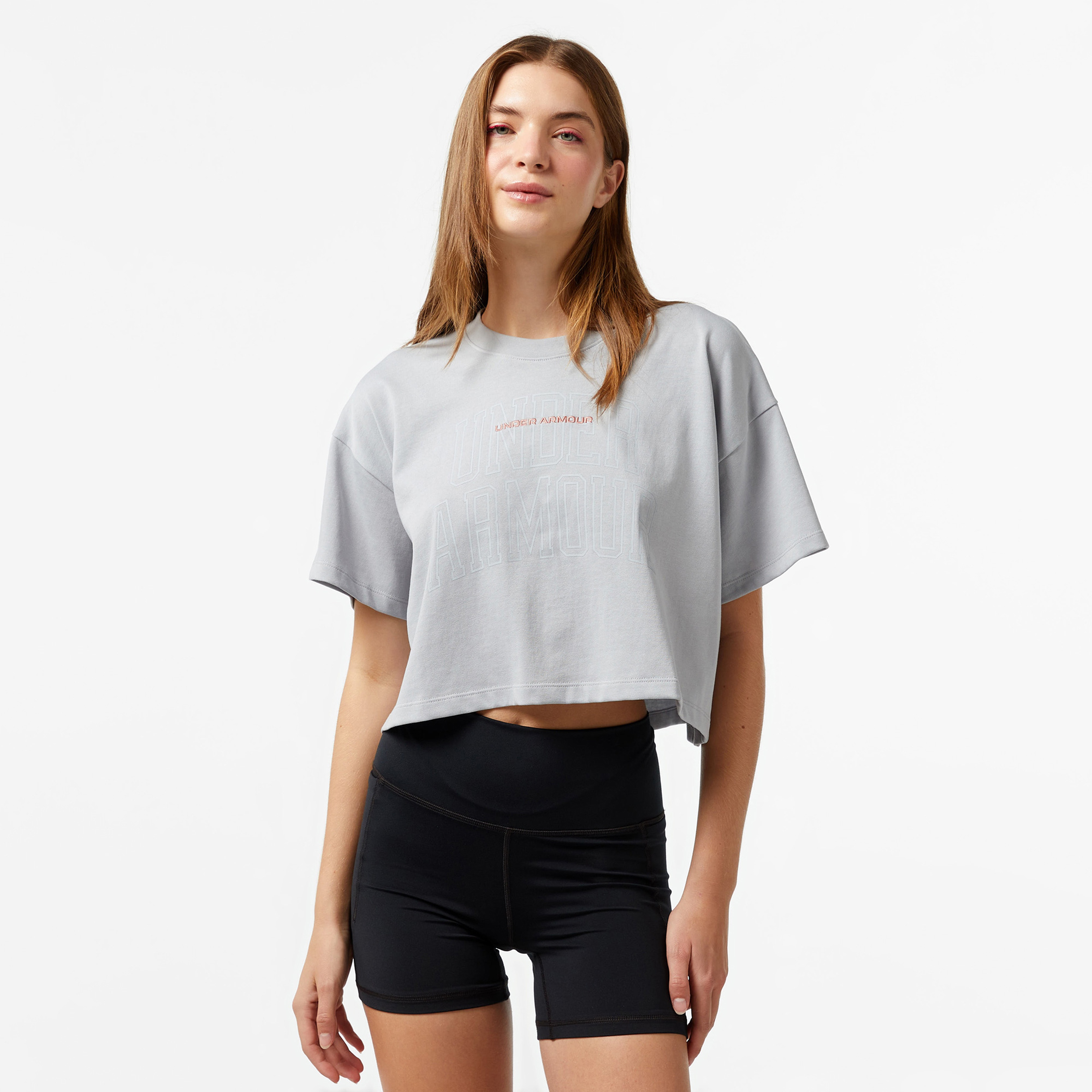 Under Armour Varsity Mix Hw Ss Crop Kadın Gri T-Shirt