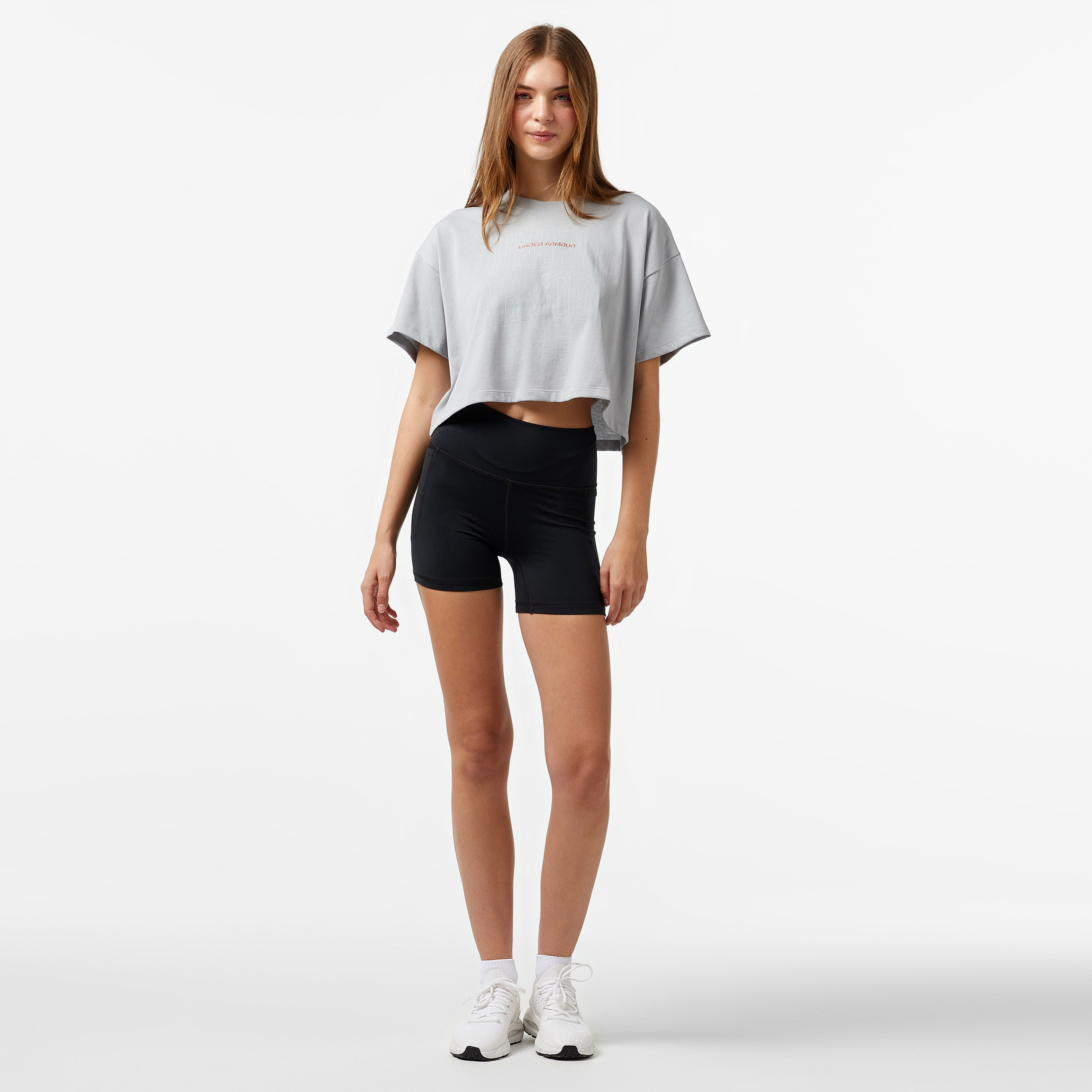 Under Armour Varsity Mix Hw Ss Crop Kadın Gri T-Shirt