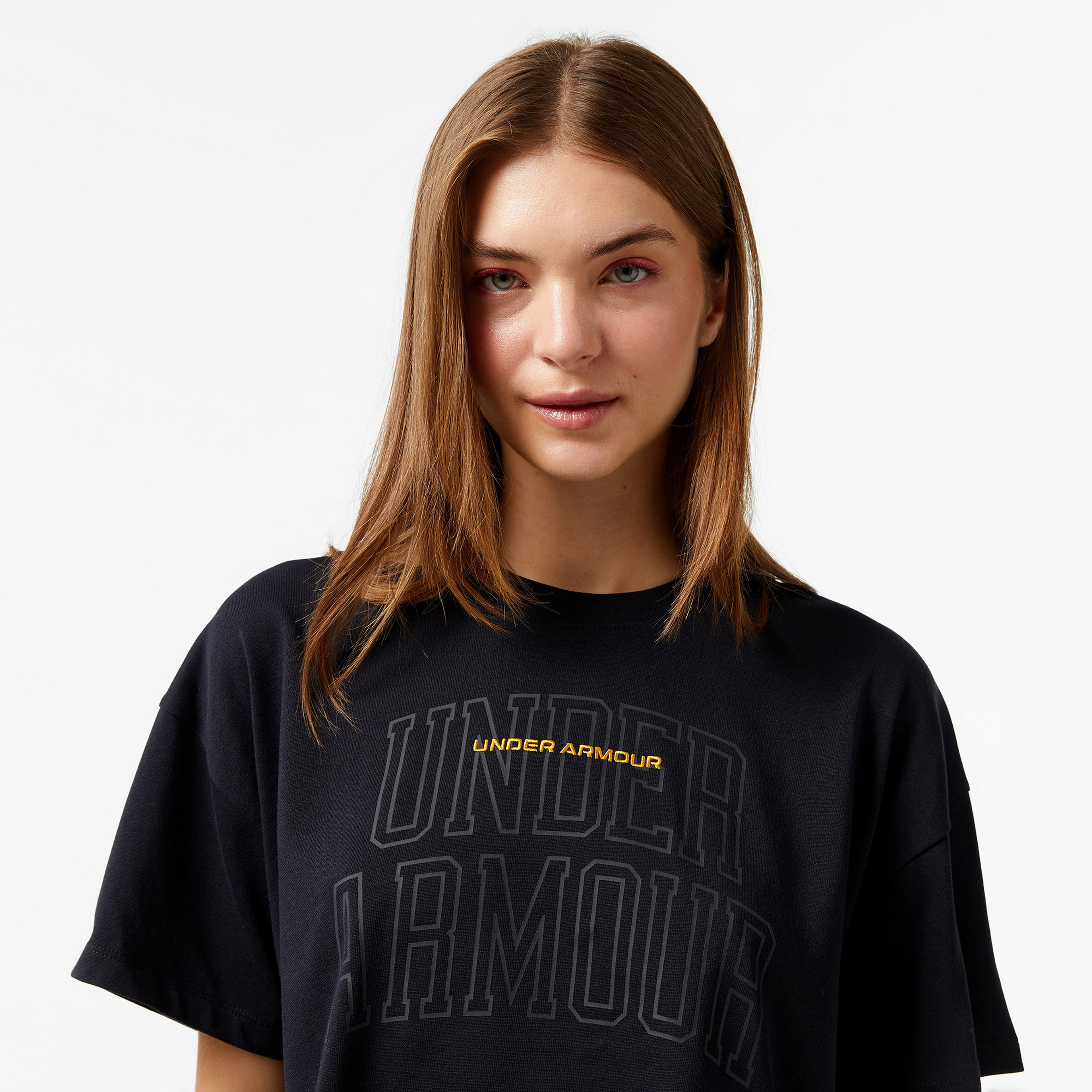 Under Armour Varsity Mix Hw Ss Crop Kadın Siyah T-Shirt