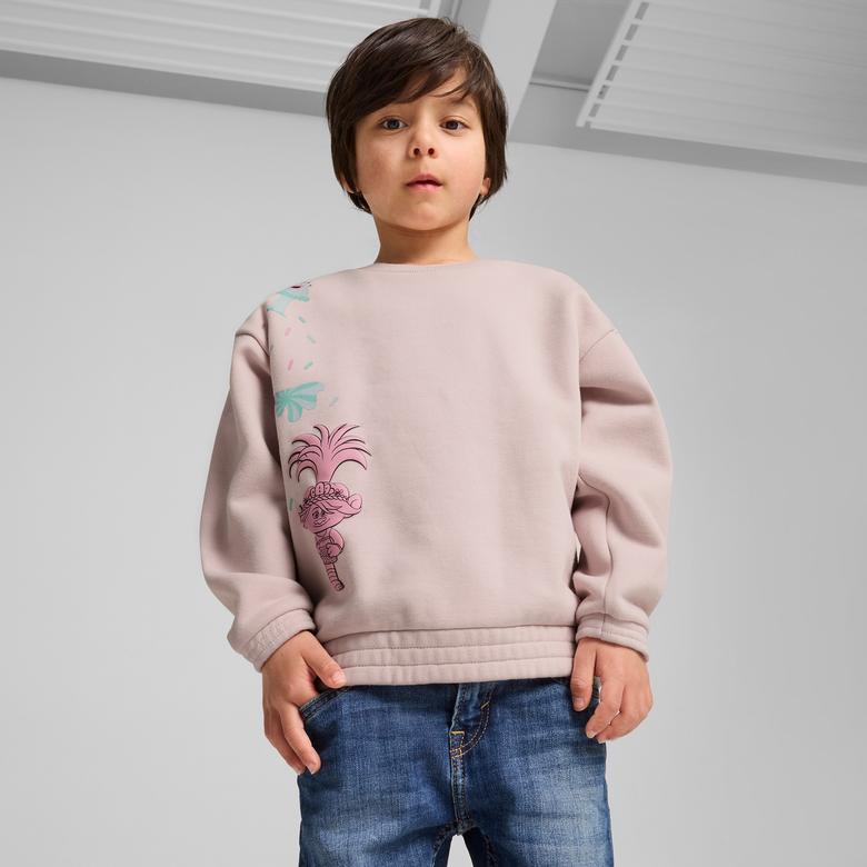 Puma X Trolls Graphic Crew Çocuk Pembe Sweatshirt