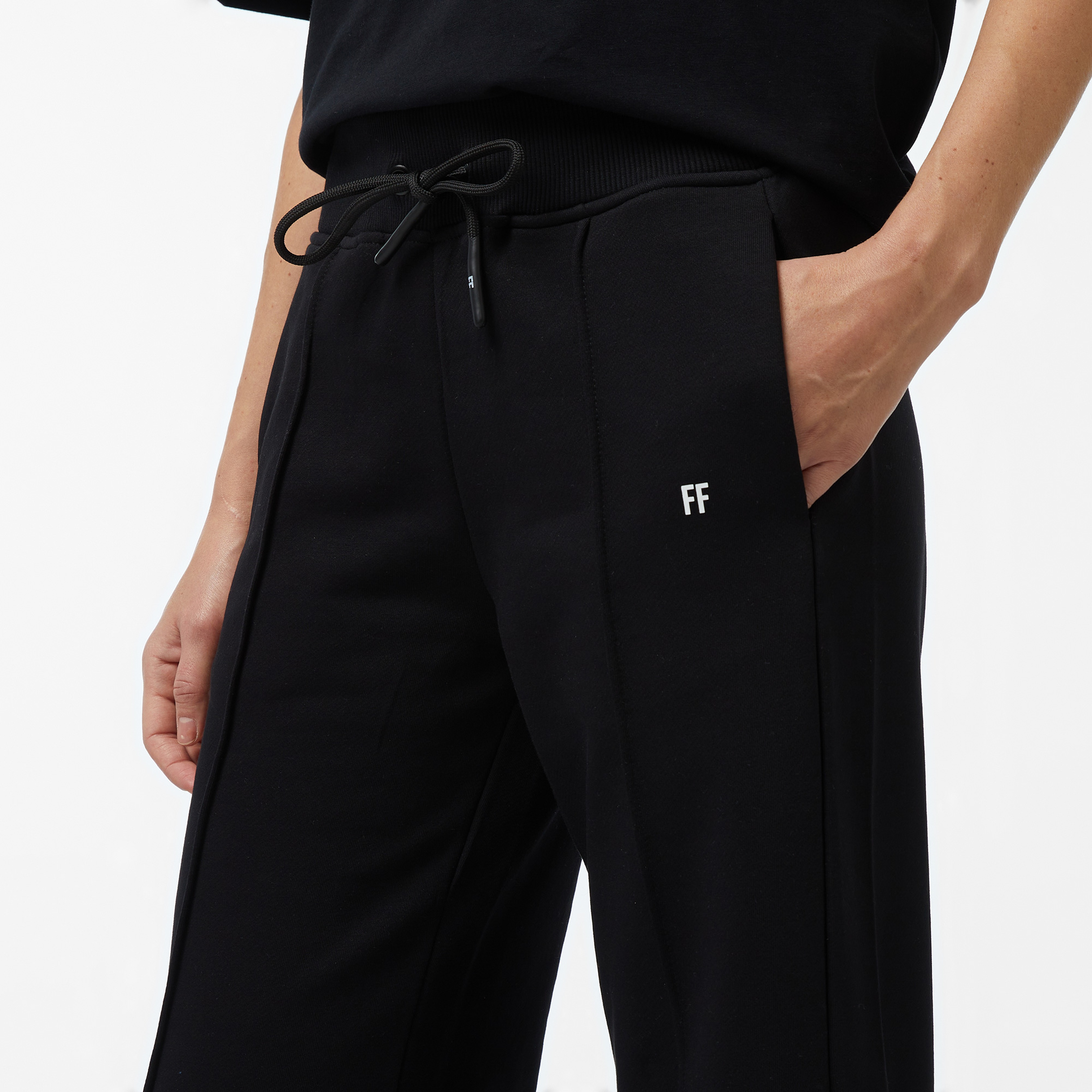Forfun Ff High Waisted Wide Leg Kadın Siyah Eşofman Altı