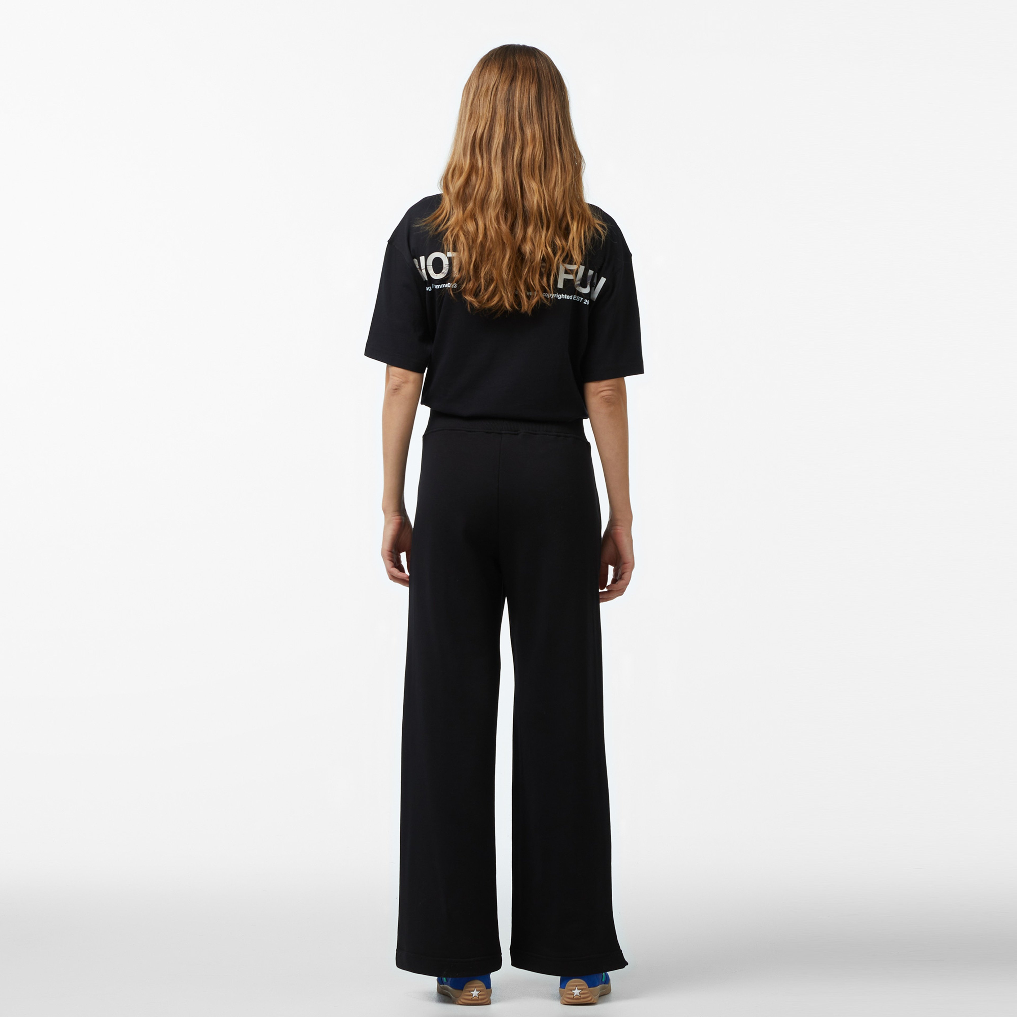 Forfun Ff High Waisted Wide Leg Kadın Siyah Eşofman Altı