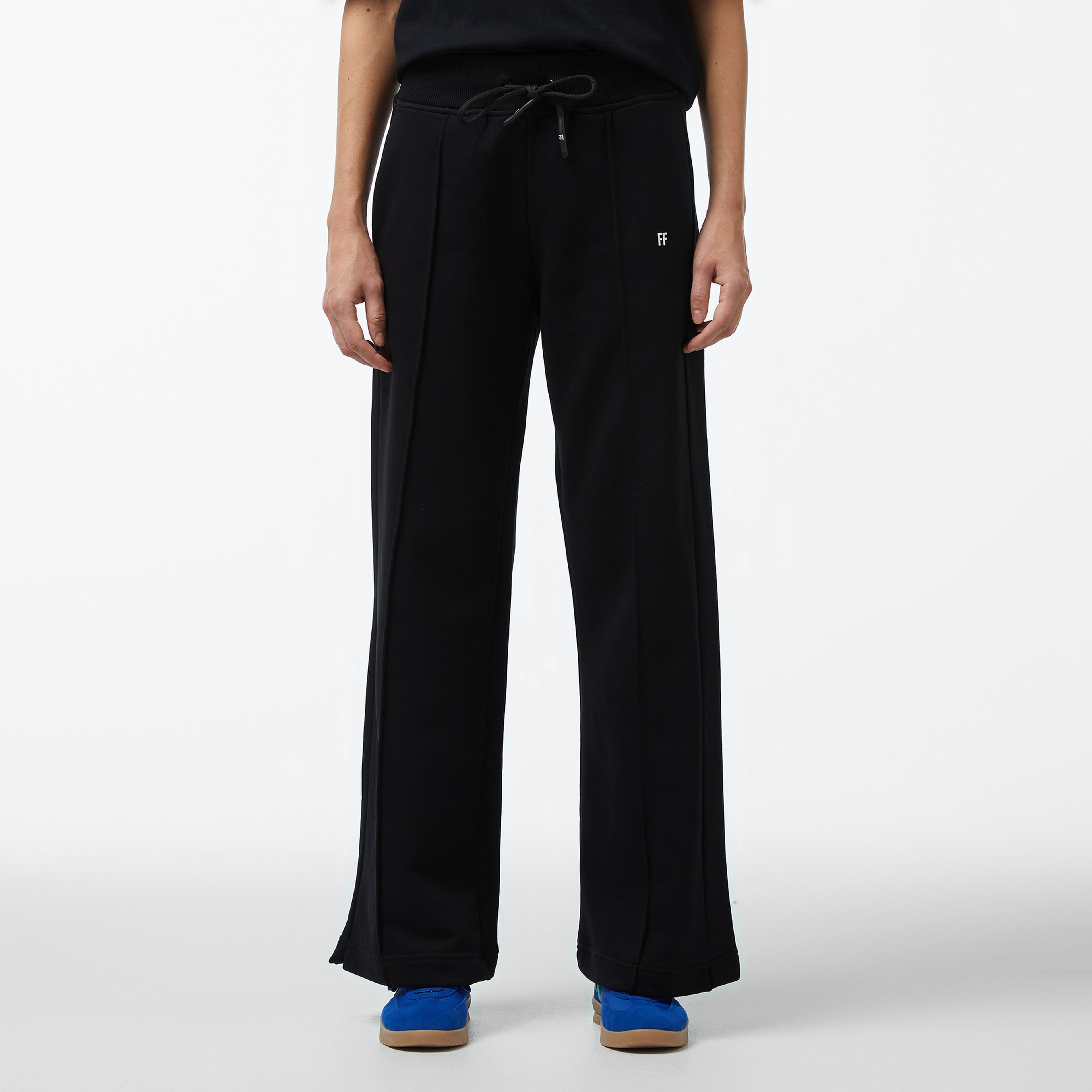 Forfun Ff High Waisted Wide Leg Kadın Siyah Eşofman Altı