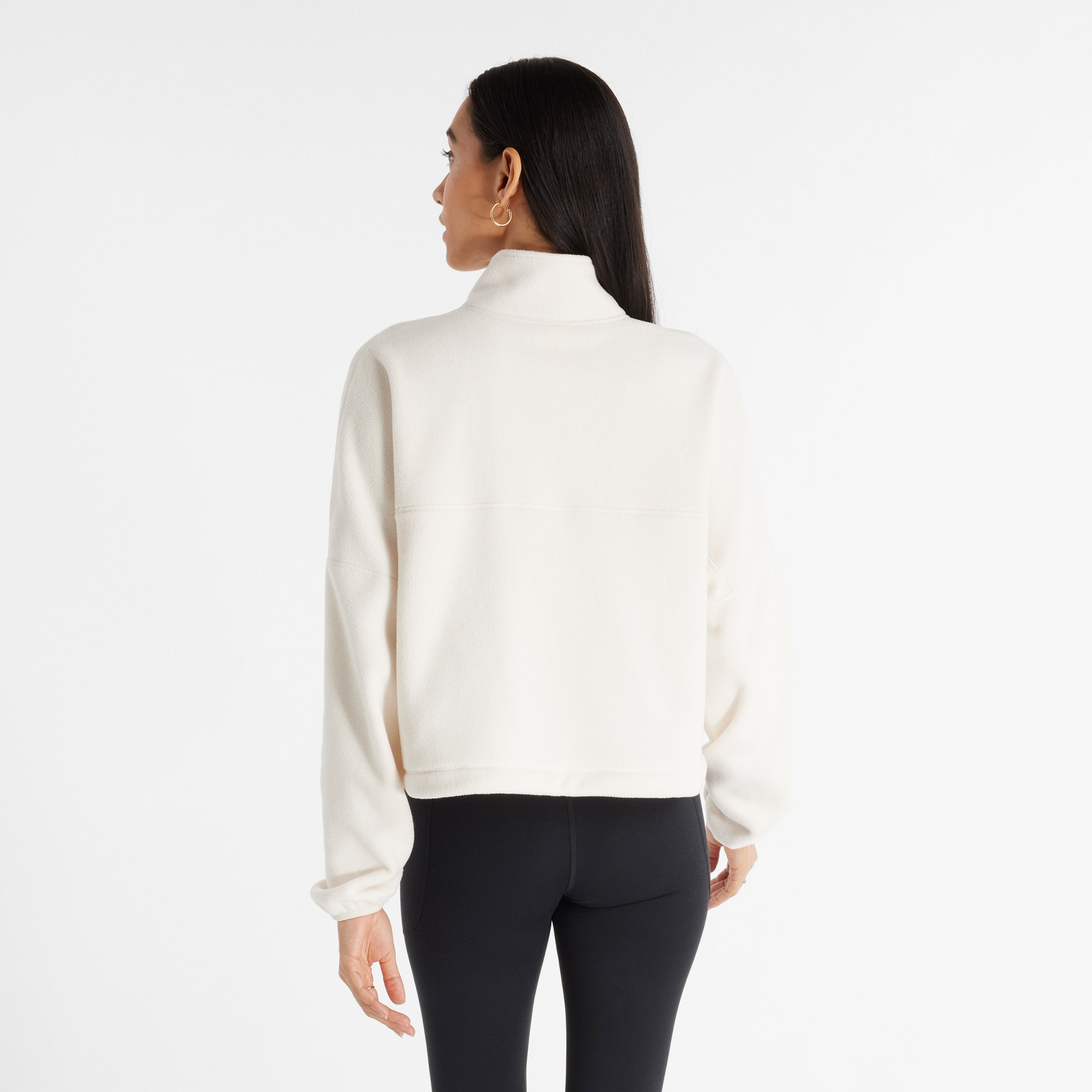 New Balance Polar Fleece Half Zip Kadın Bej Sweatshirt