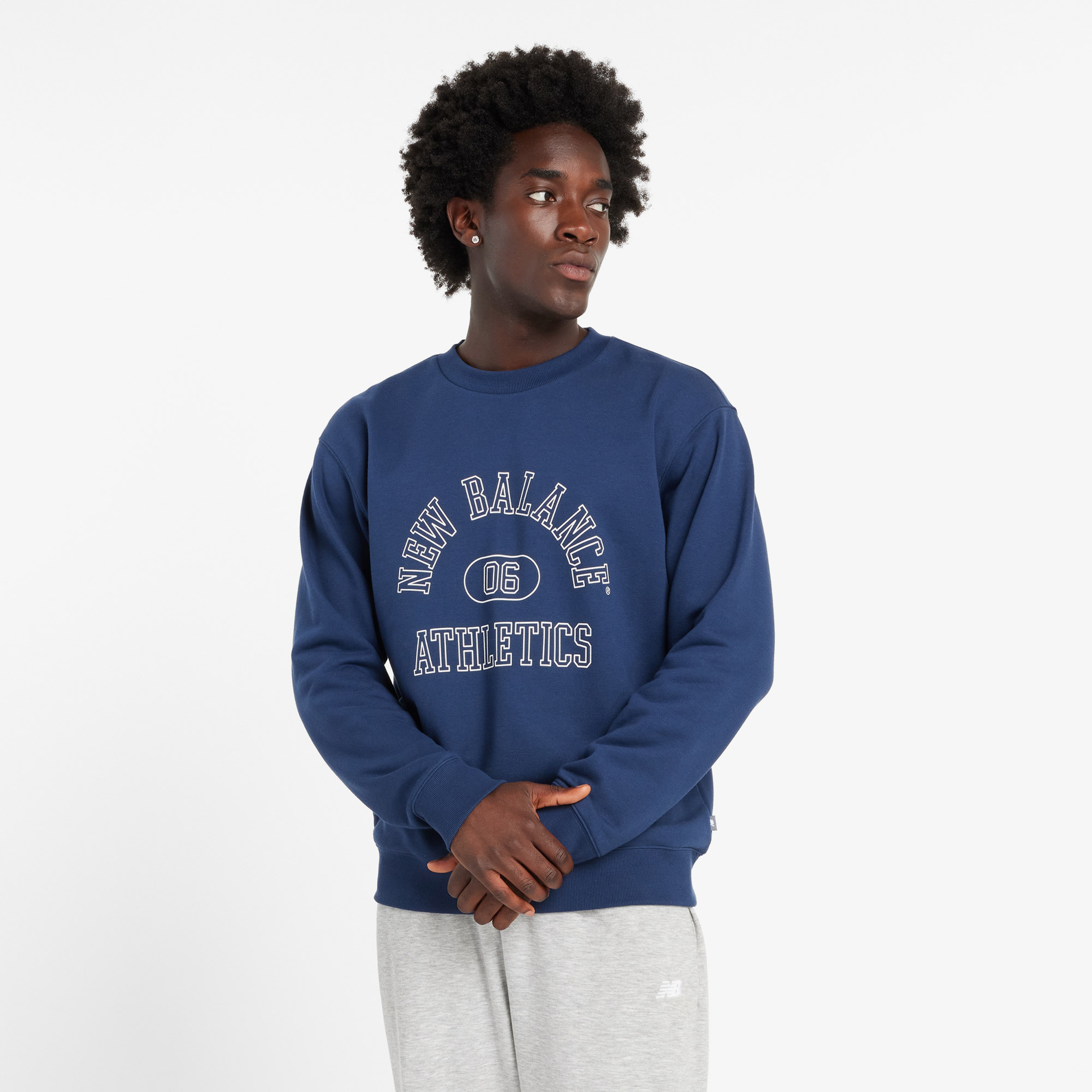 New Balance Graphic Crew 1 Erkek Lacivert Sweatshirt