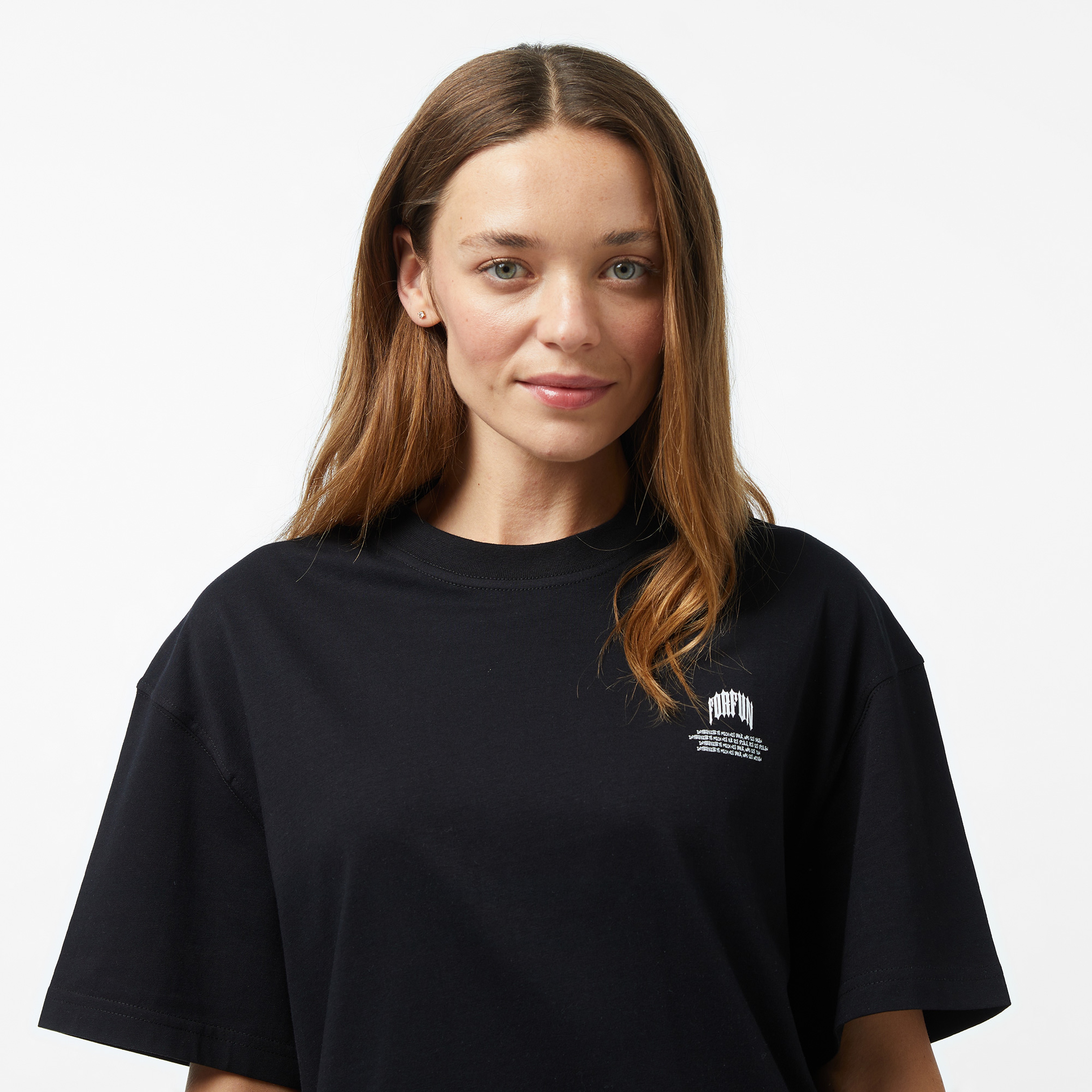 Forfun For Fun Neue - Oversize Kadın Siyah T-Shirt