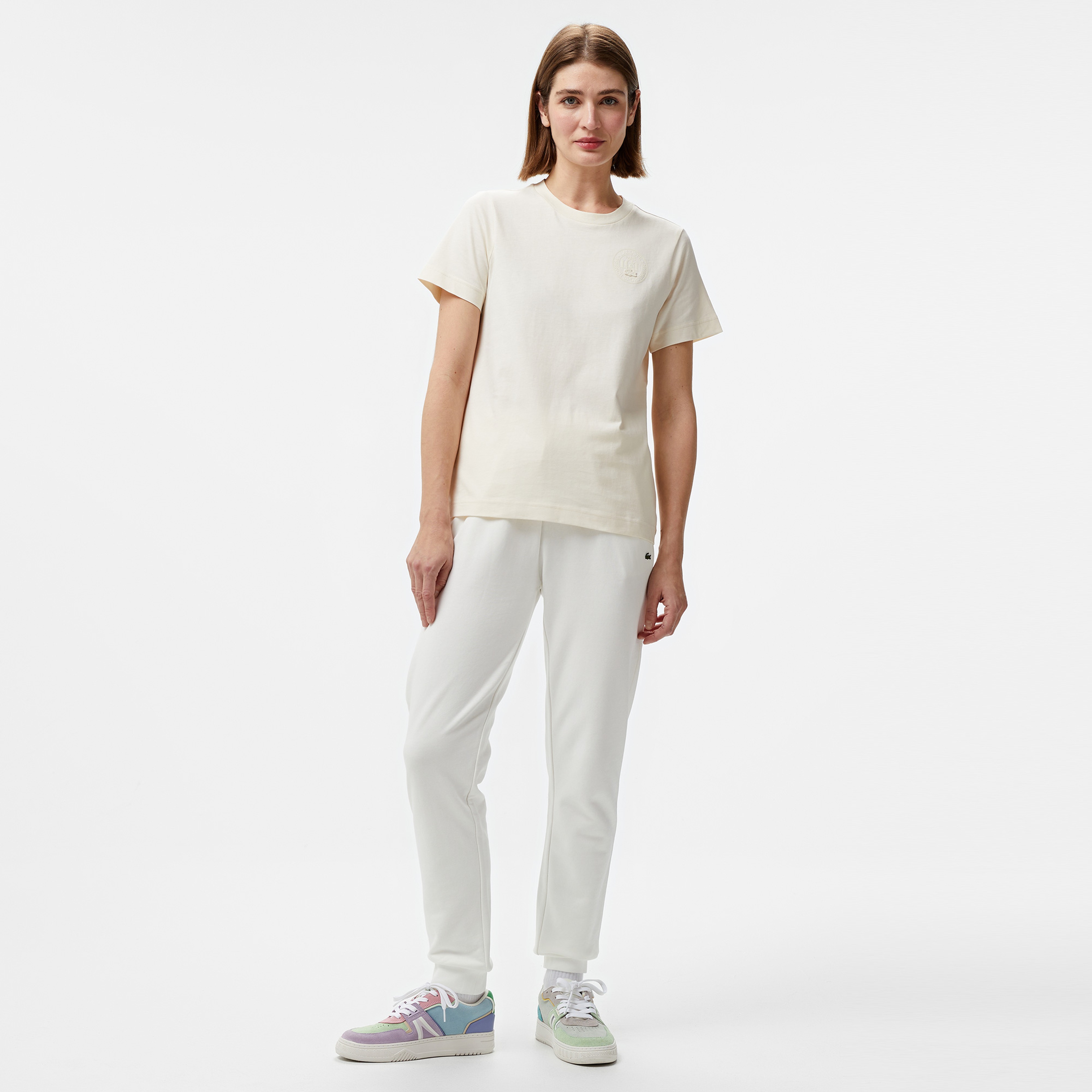 Lacoste Classic Kadın Krem T-Shirt