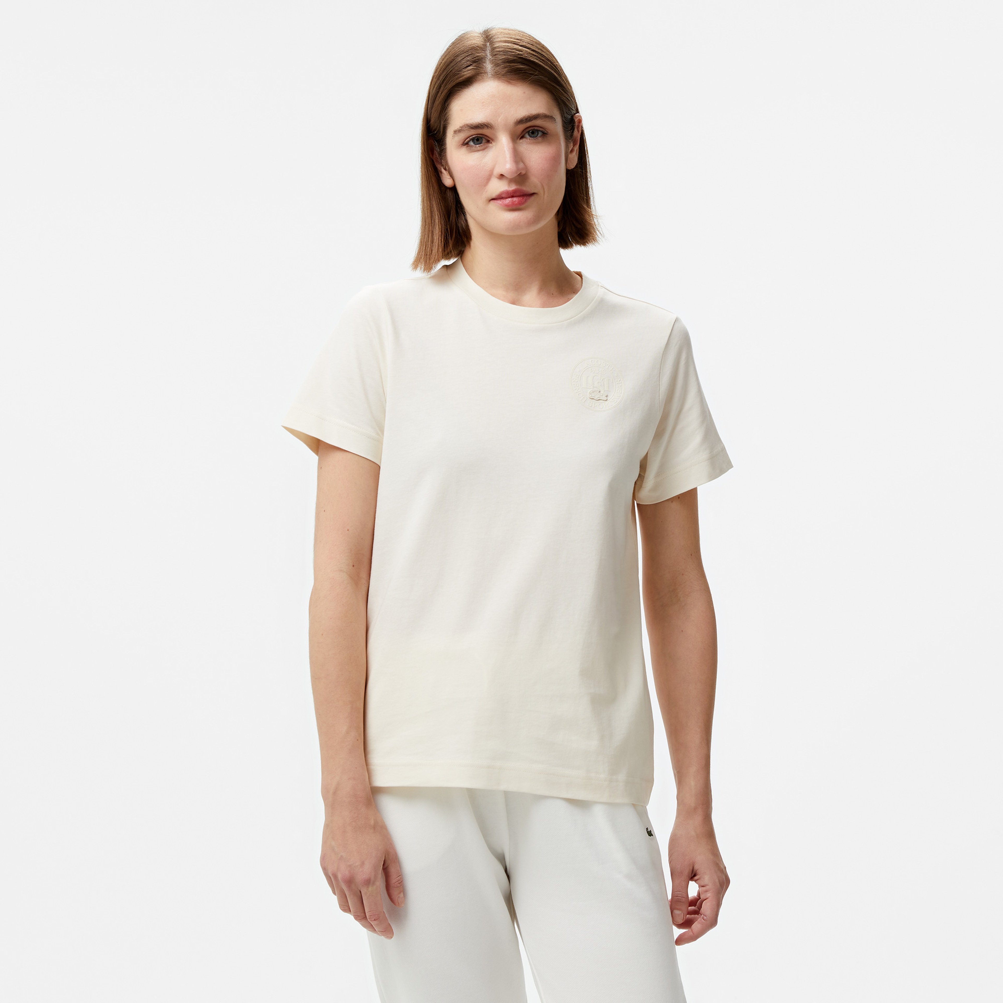 Lacoste Classic Kadın Krem T-Shirt