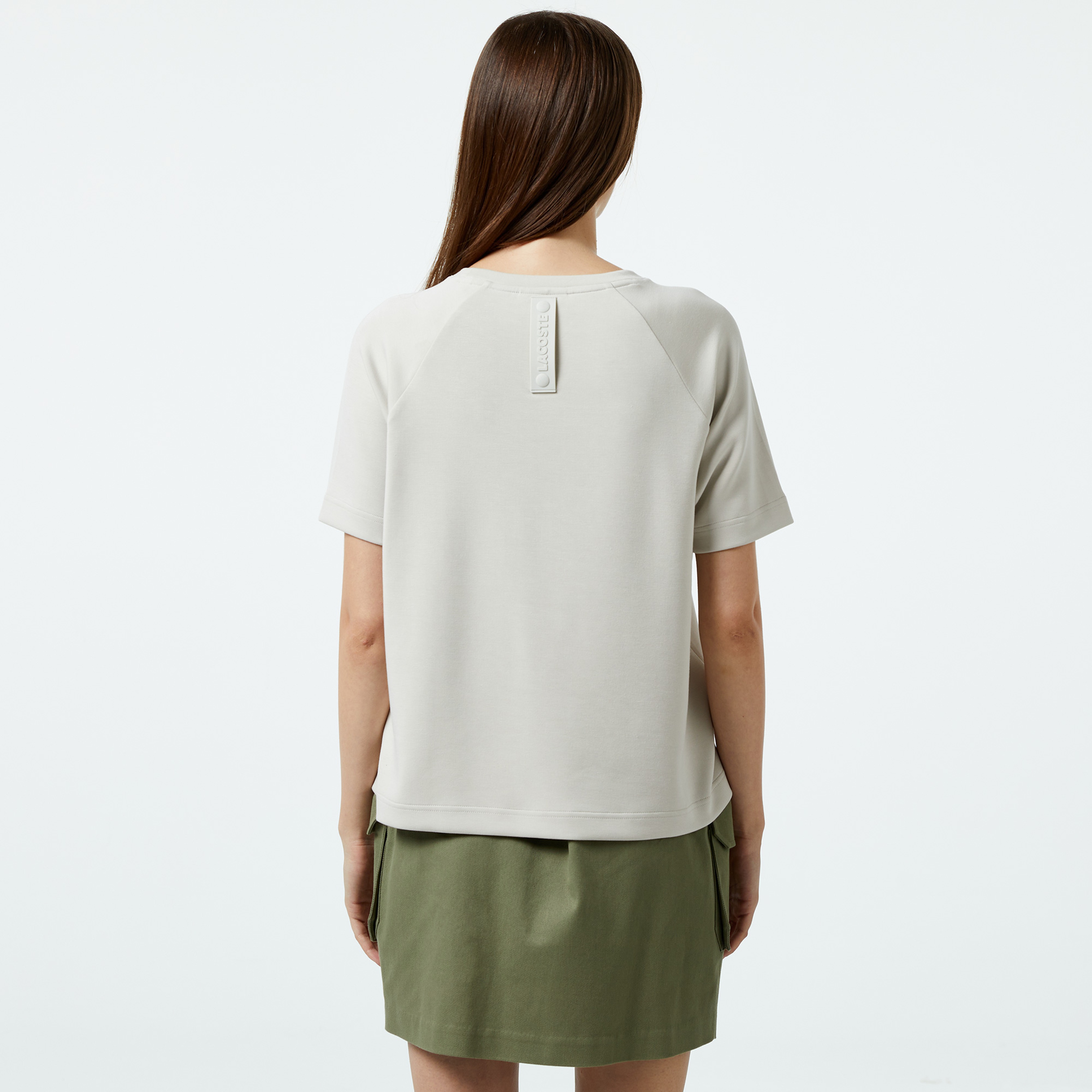 Kadın Loose Fit Bisiklet Yaka Baskılı Gri T-Shirt