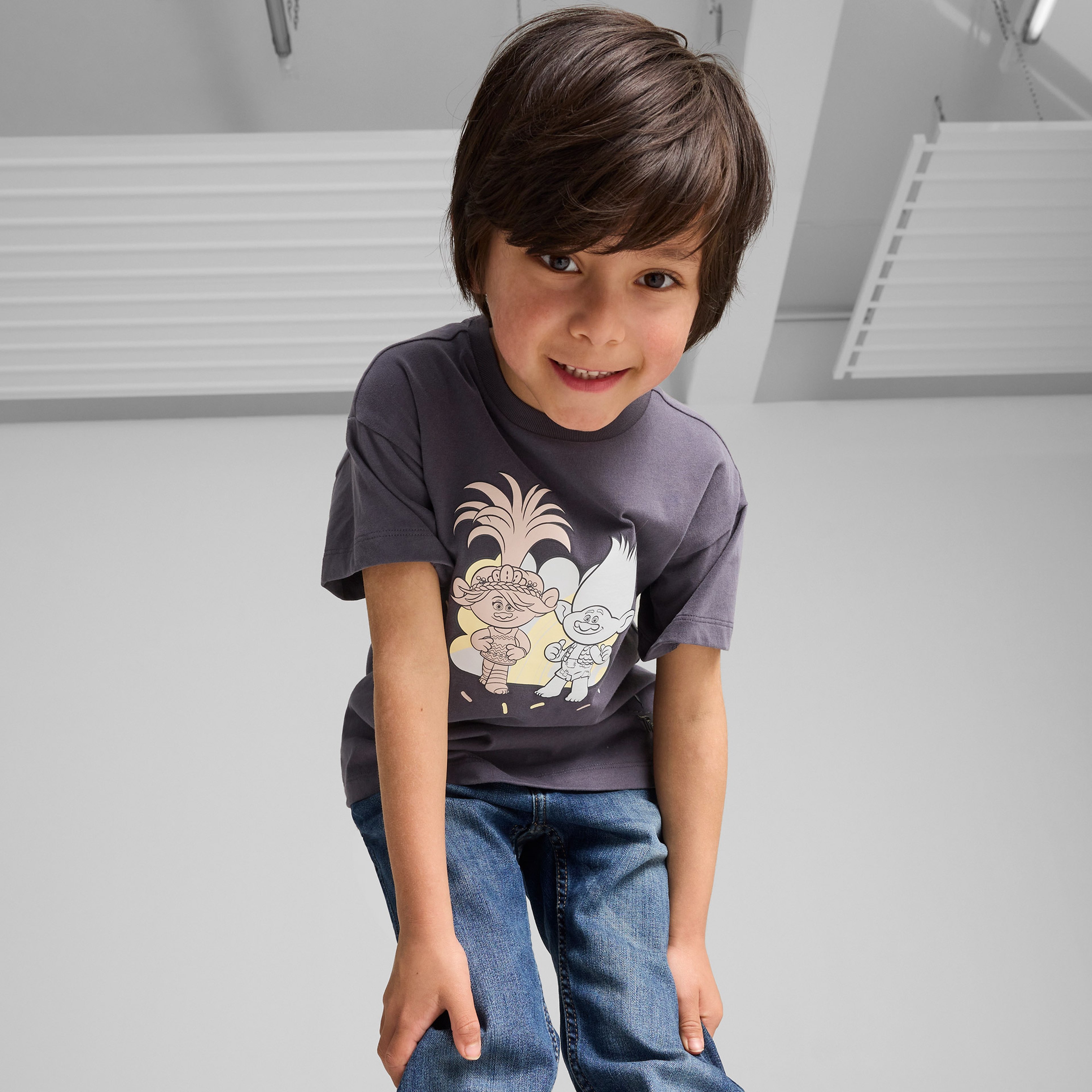 Puma X Trolls Graphic Çocuk Gri T-Shirt