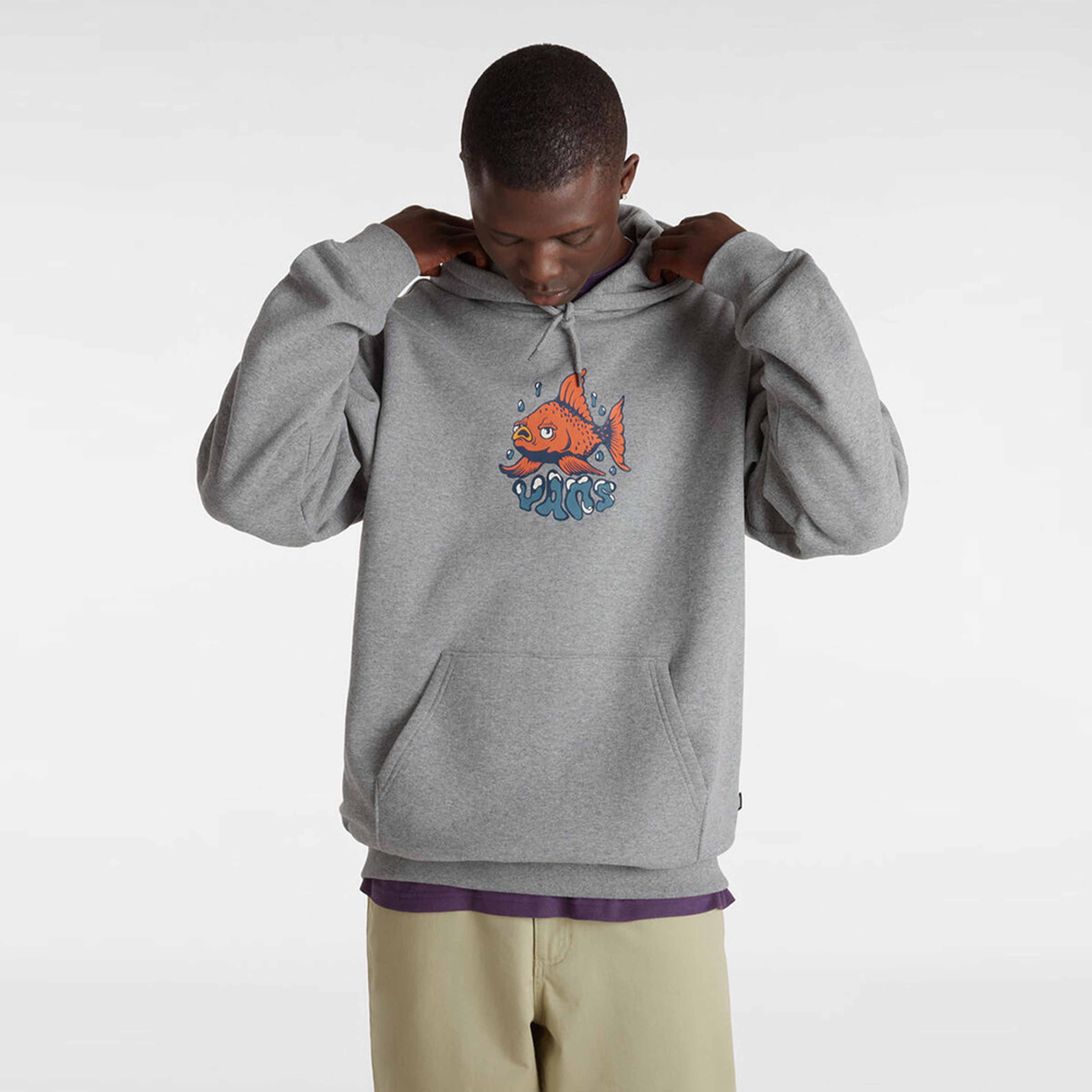 Vans Fish Loose Pullover Erkek Gri Sweatshirt