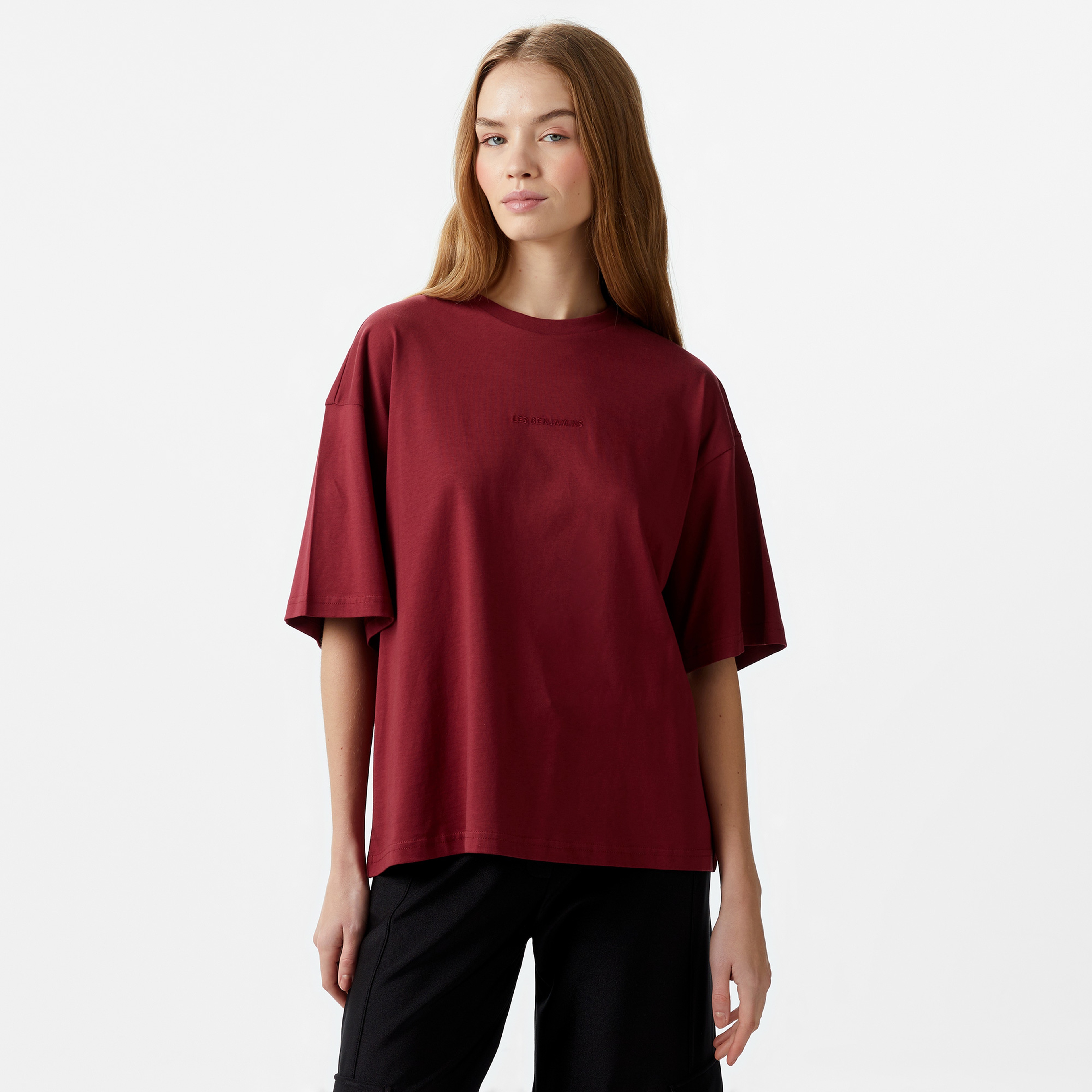 Les Benjamins Sleeve 301 Kadın Bordo T-Shirt