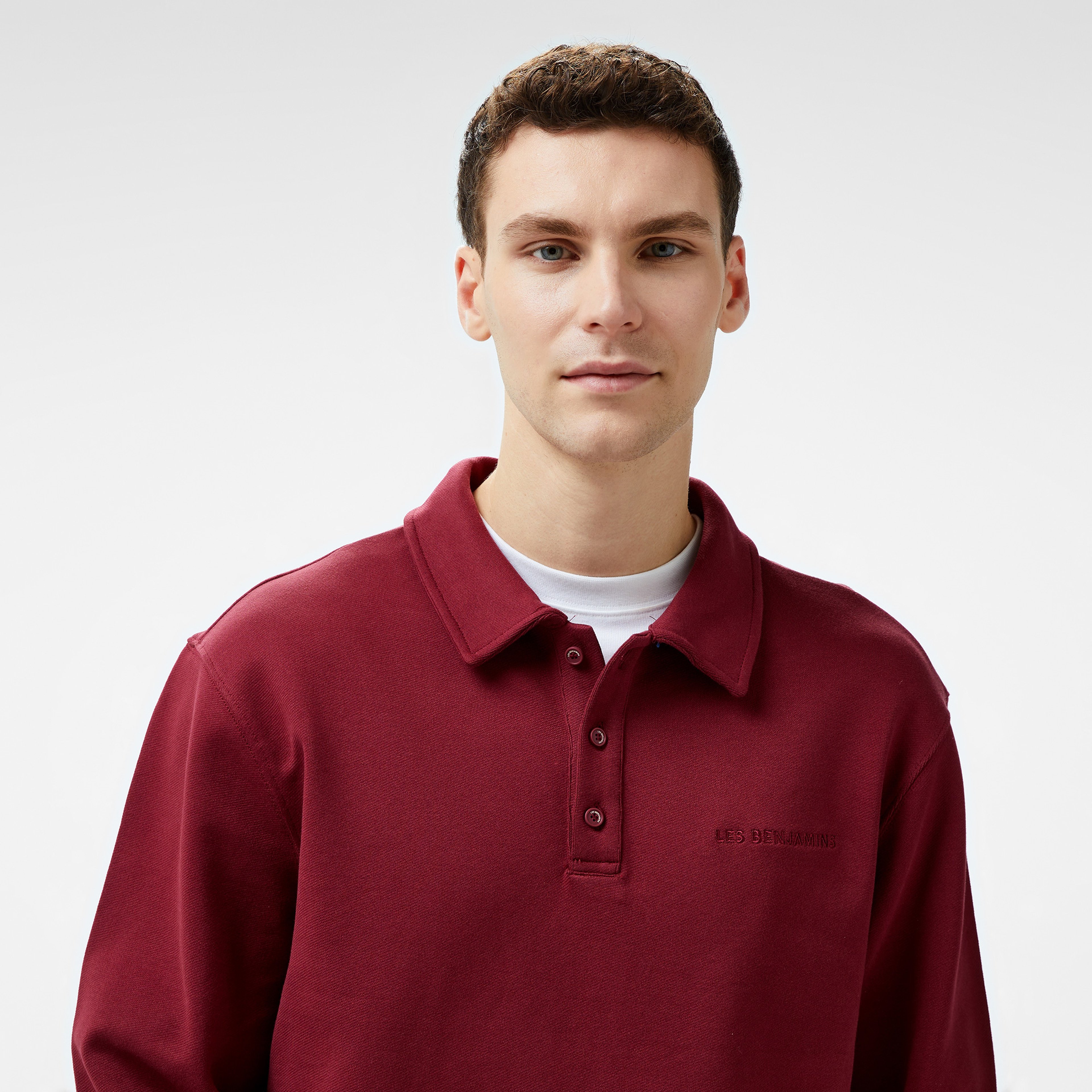 Les Benjamins Long Sleeve Polo 301 Erkek Bordo T-Shirt