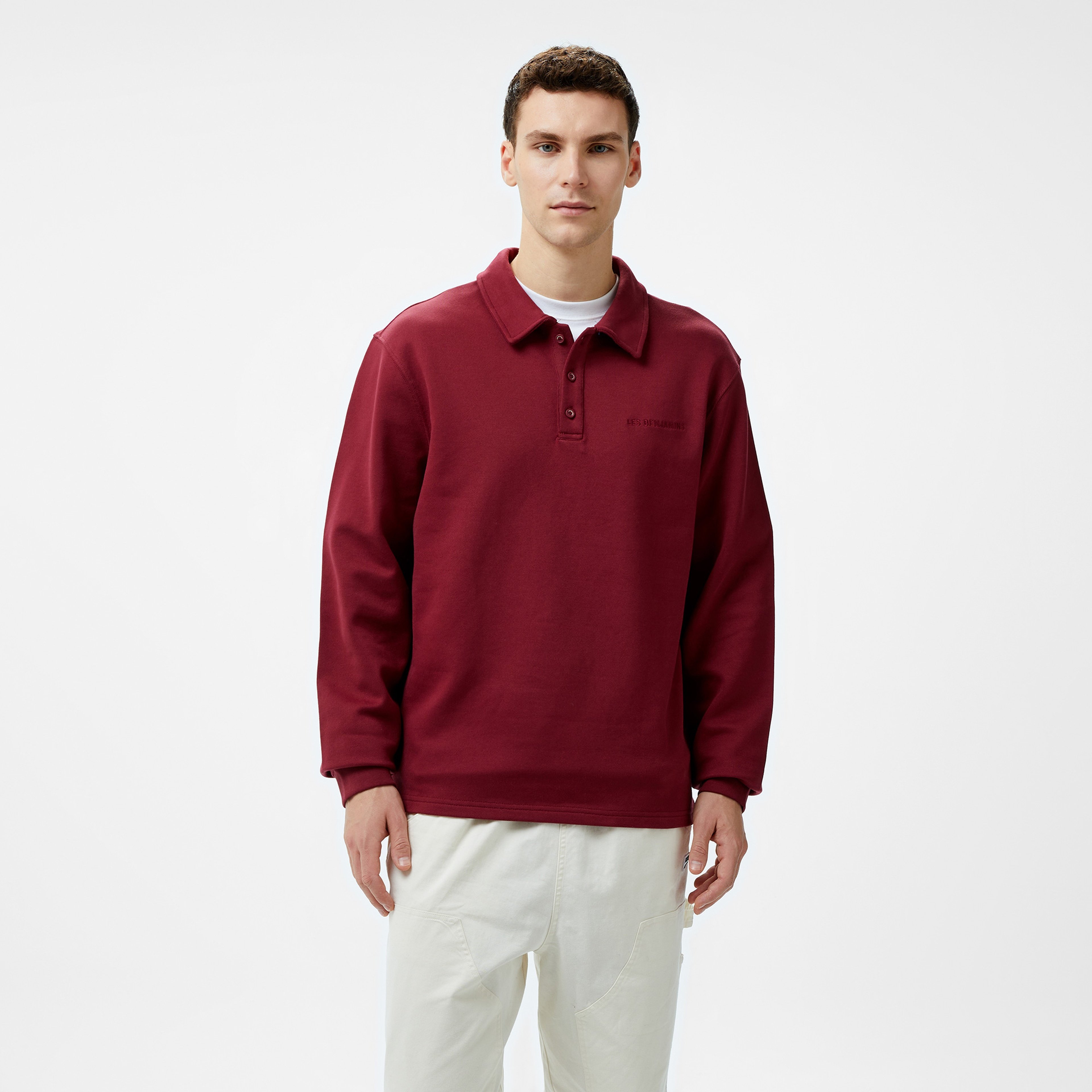 Les Benjamins Long Sleeve Polo 301 Erkek Bordo T-Shirt
