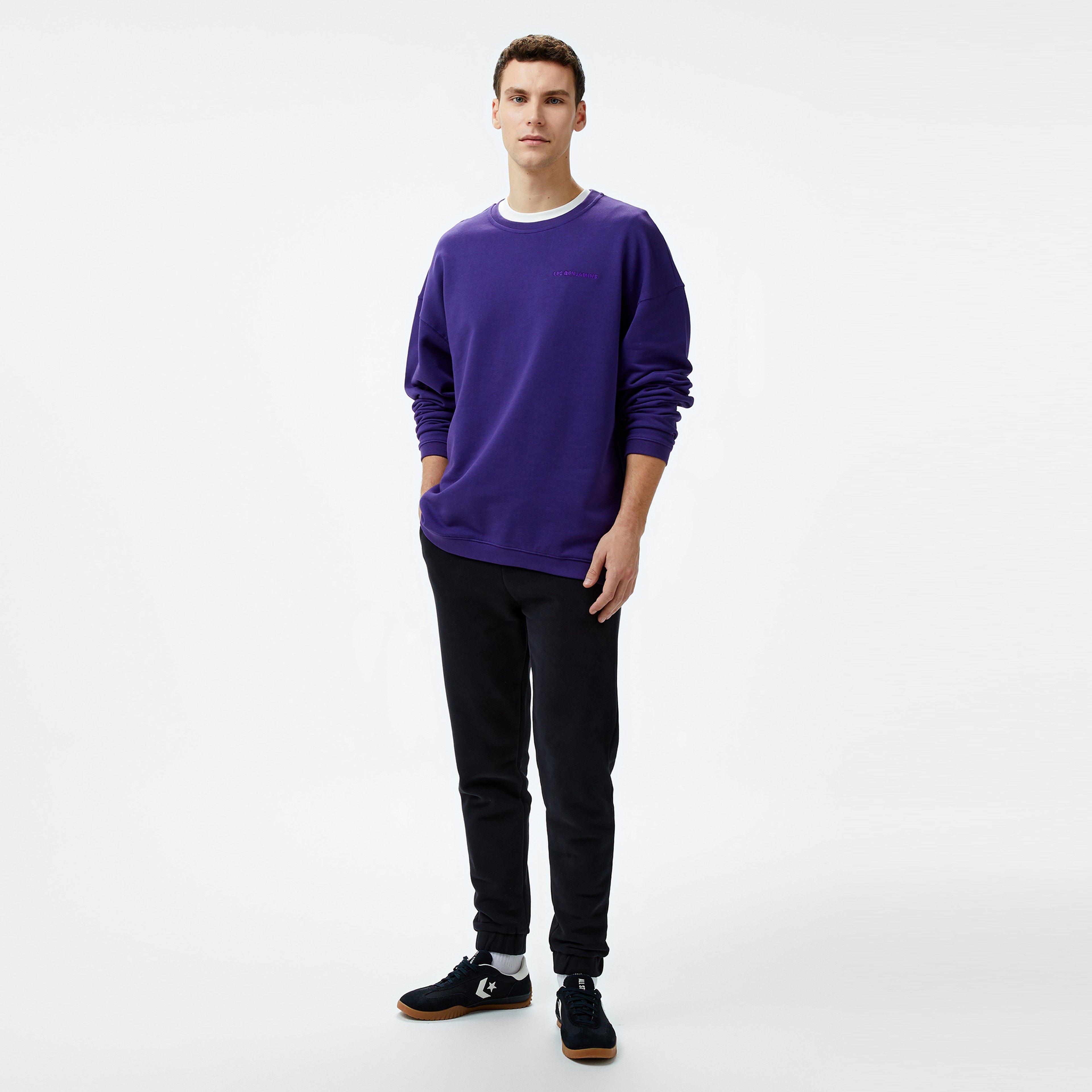 Les Benjamins 303 Erkek Mor Sweatshirt