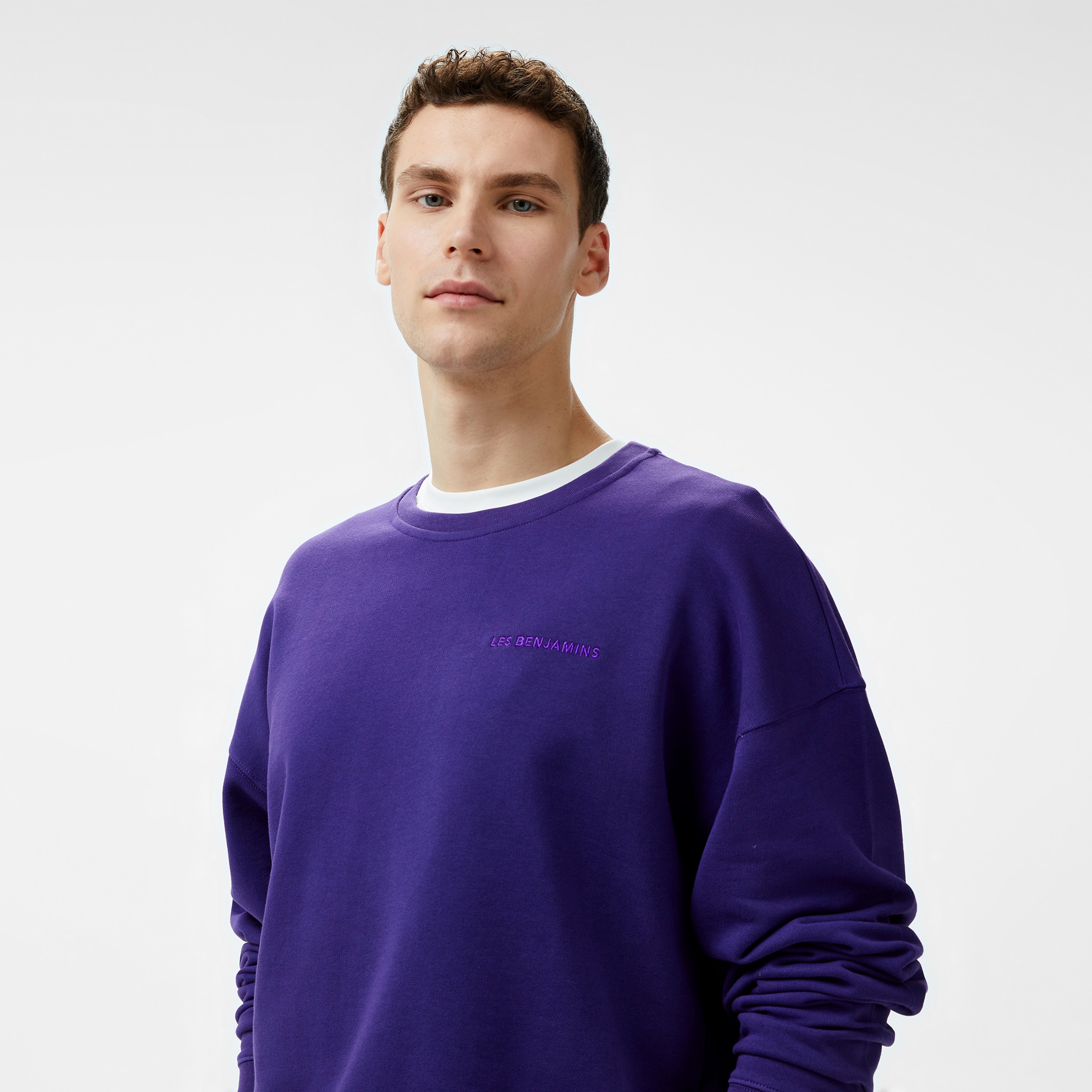 Les Benjamins 303 Erkek Mor Sweatshirt