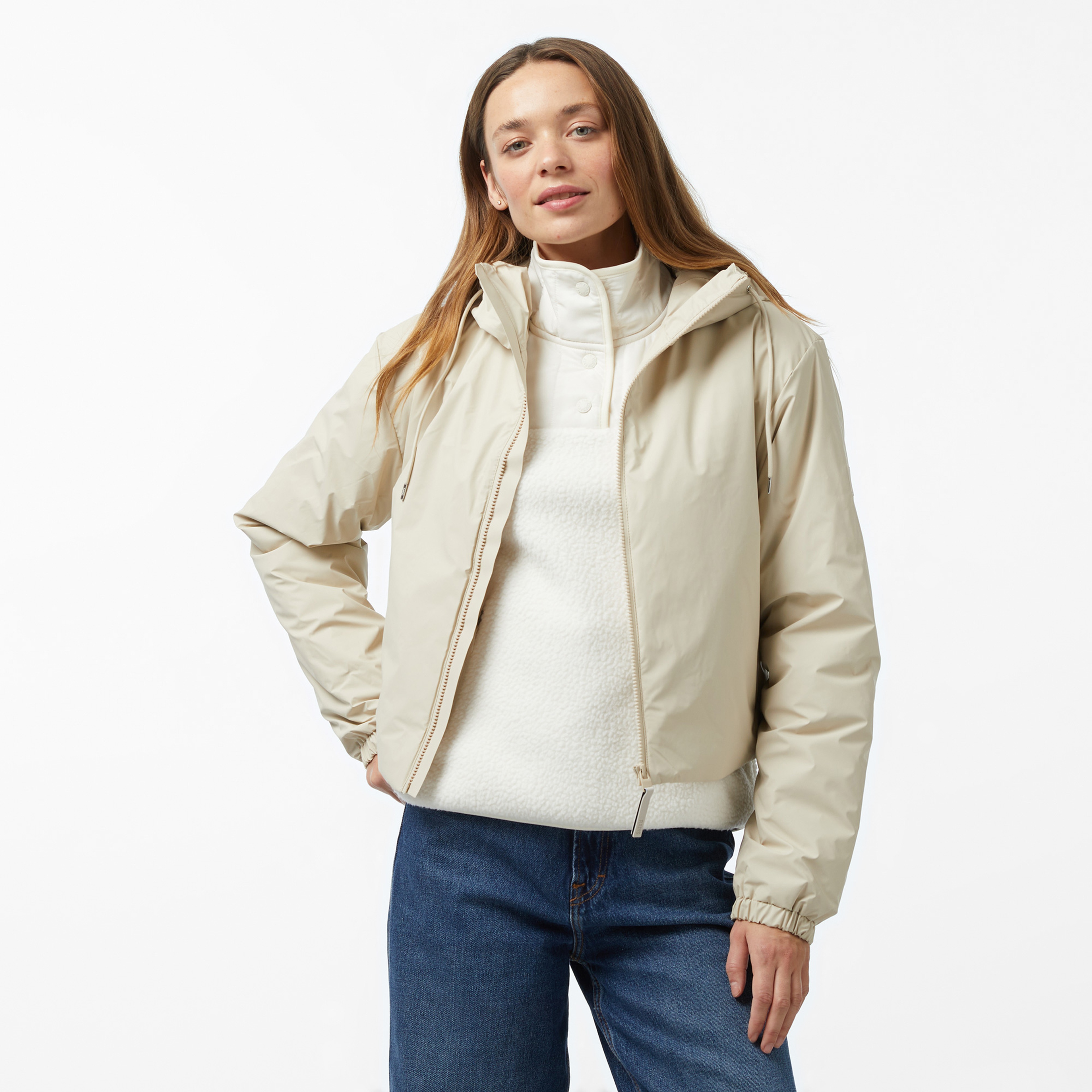 Rains Lohja Short Insulated W3T1 Kadın Krem Yağmurluk