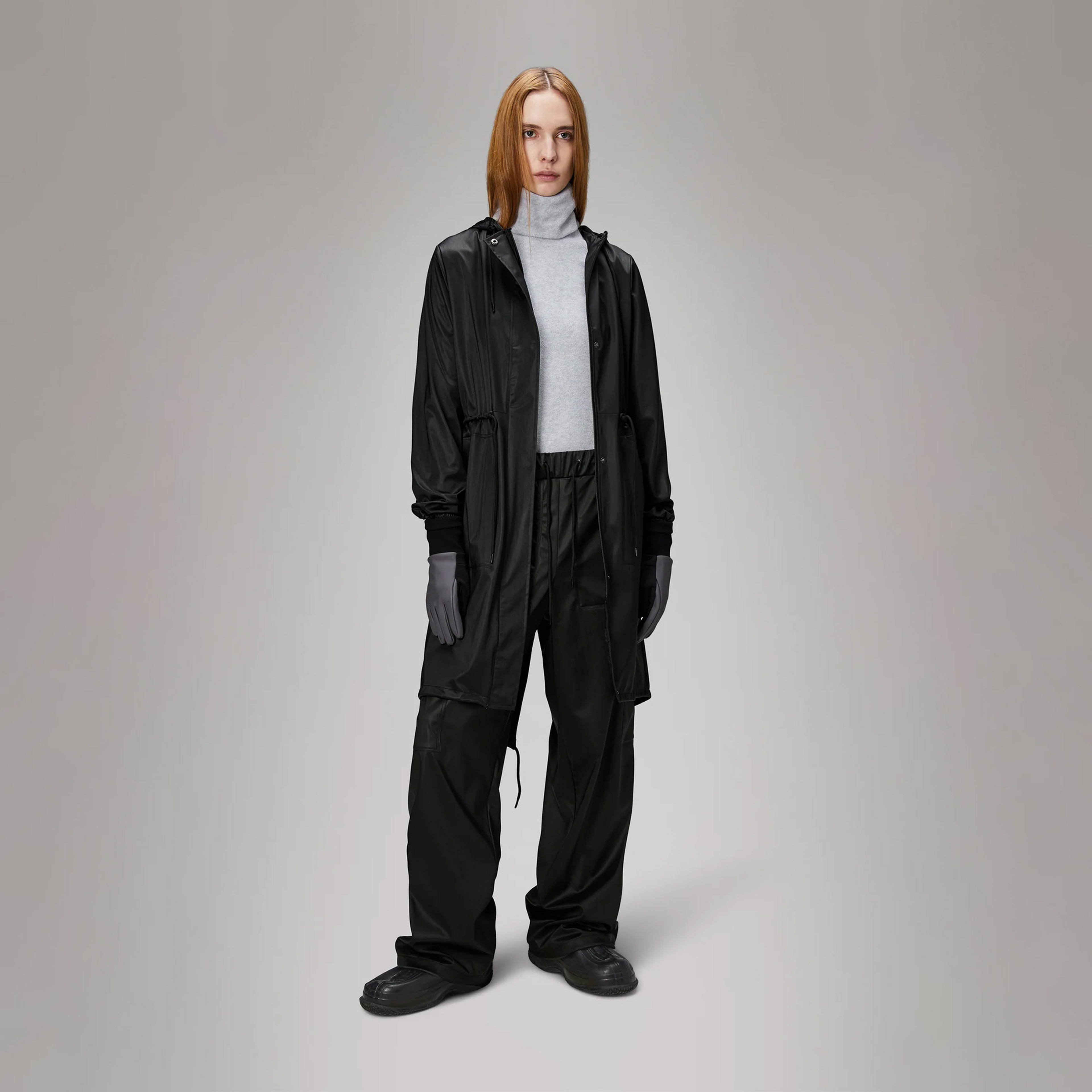 Rains String W Parka W3 Kadın Siyah Yağmurluk