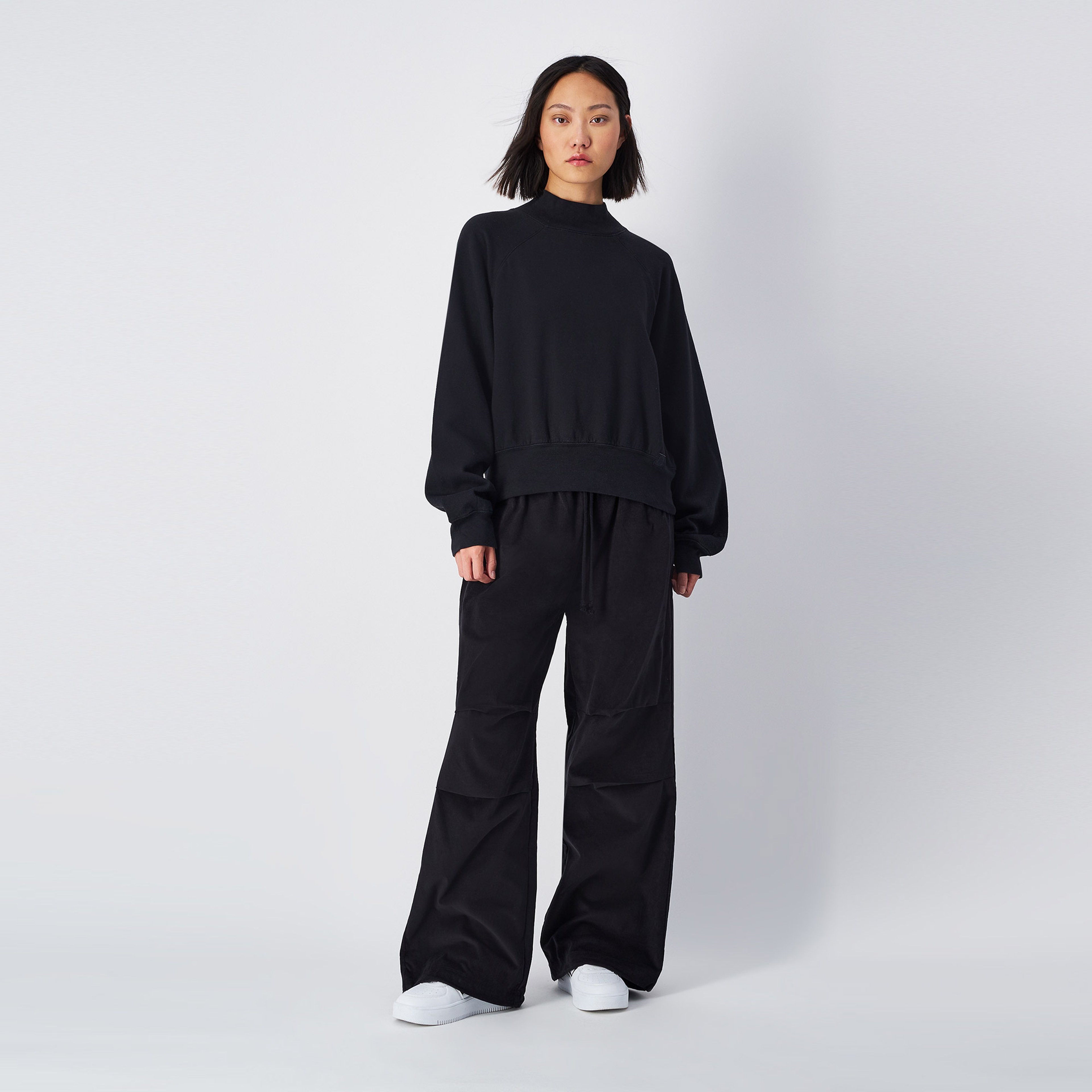 Champion Mock Turtle Neck Long Sleeves Kadın Siyah Sweatshirt