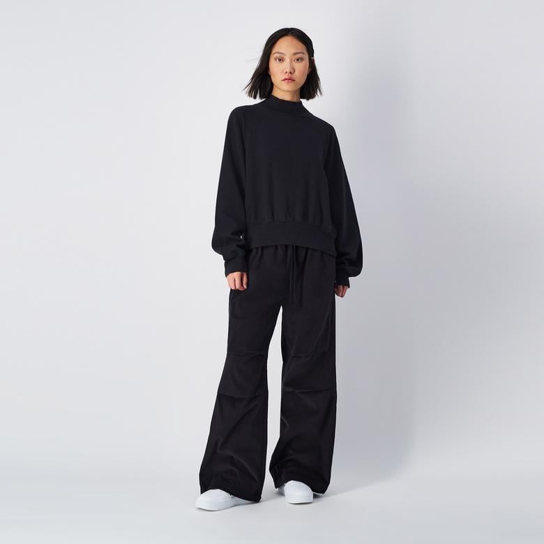 Champion Mock Turtle Neck Long Sleeves Kadın Siyah Sweatshirt