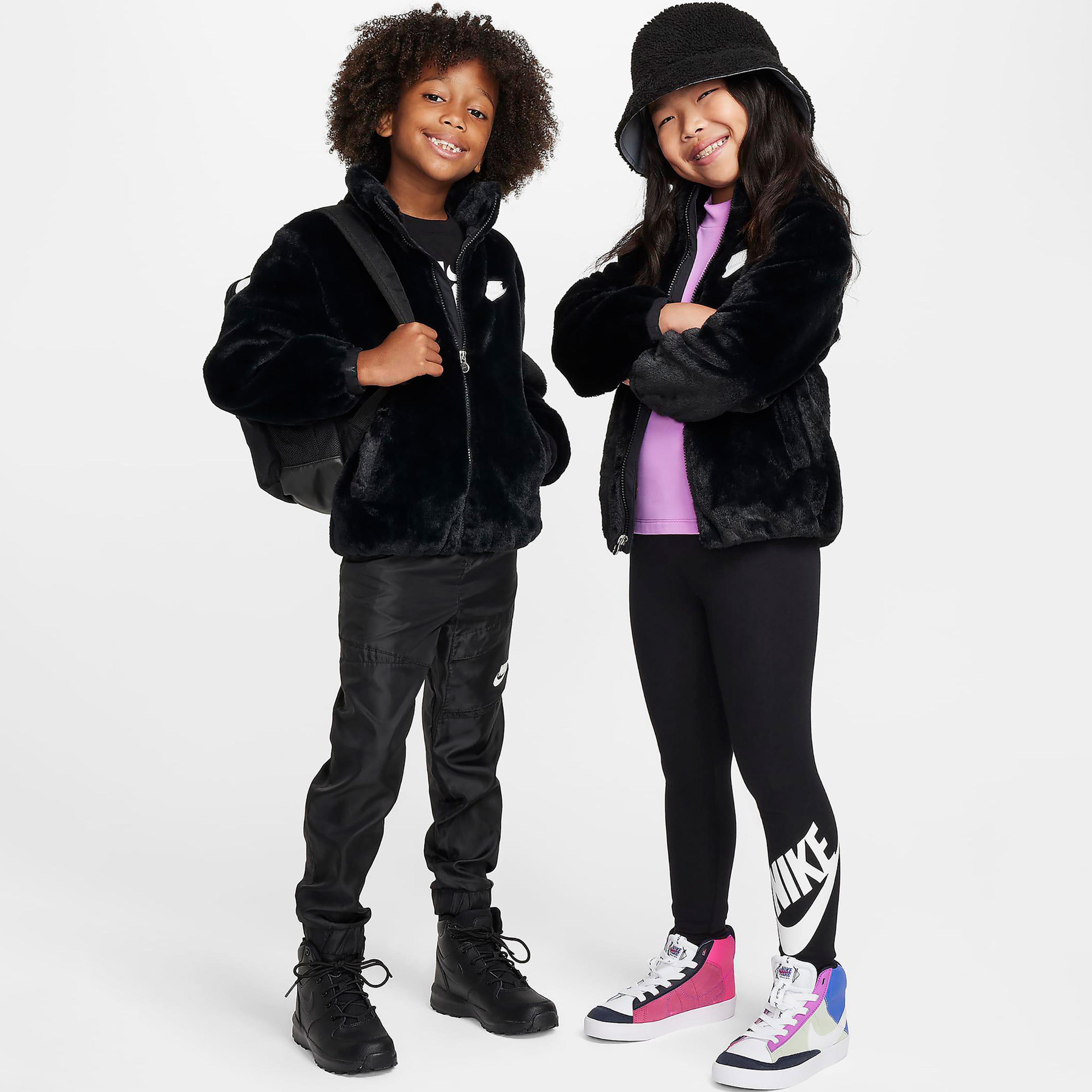 Nike Nkn Faux Fur Çocuk Siyah Mont