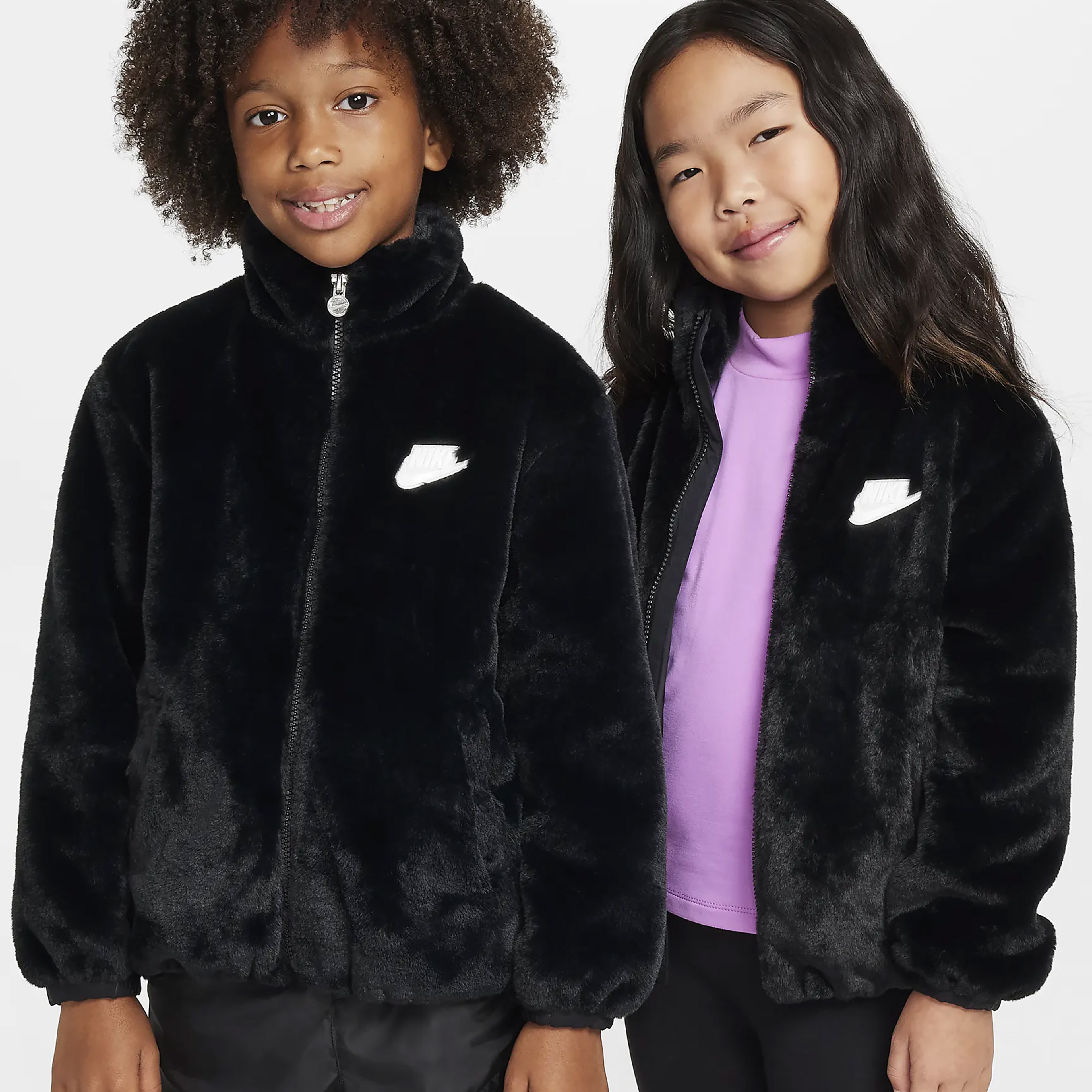 Nike Nkn Faux Fur Çocuk Siyah Mont