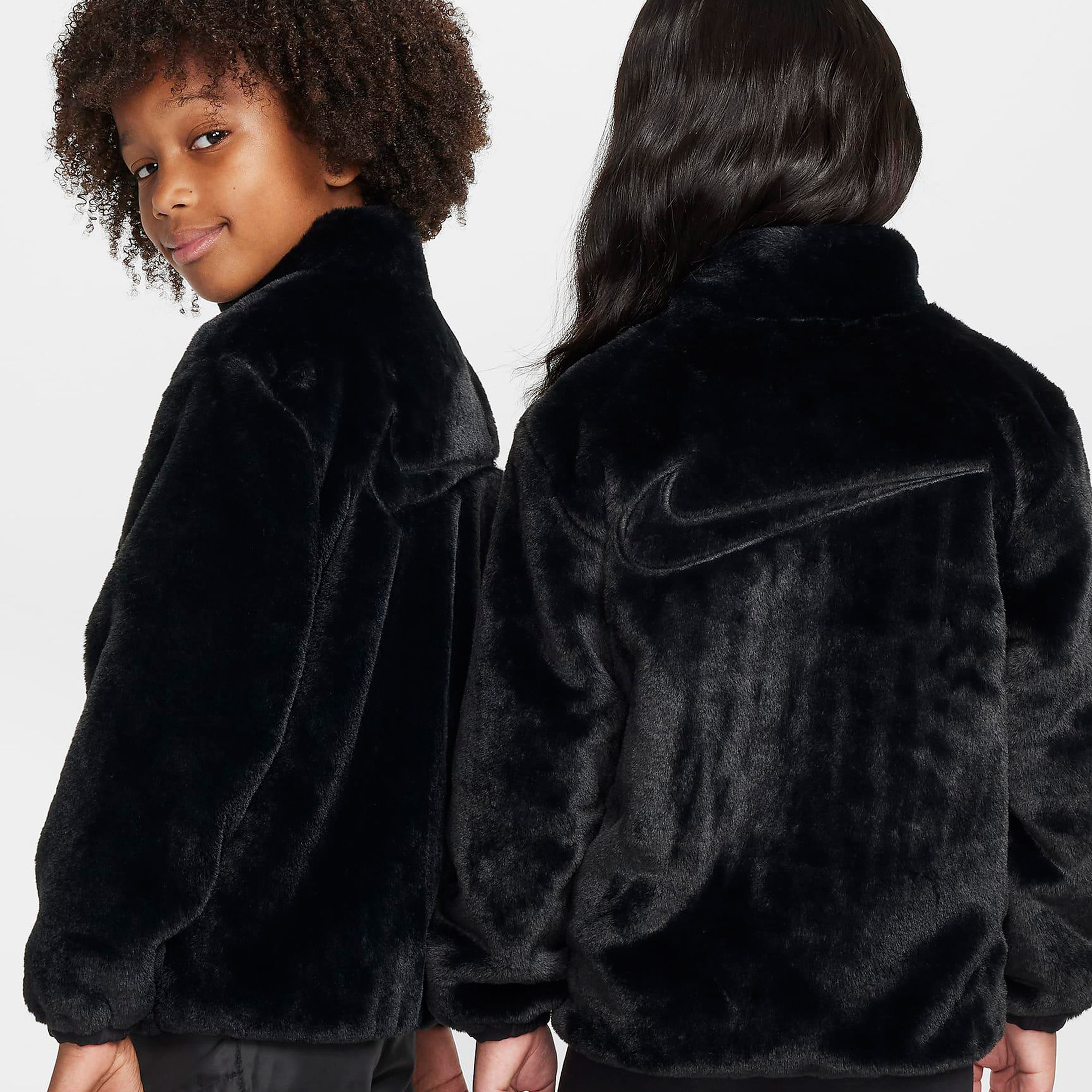 Nike Nkn Faux Fur Çocuk Siyah Mont