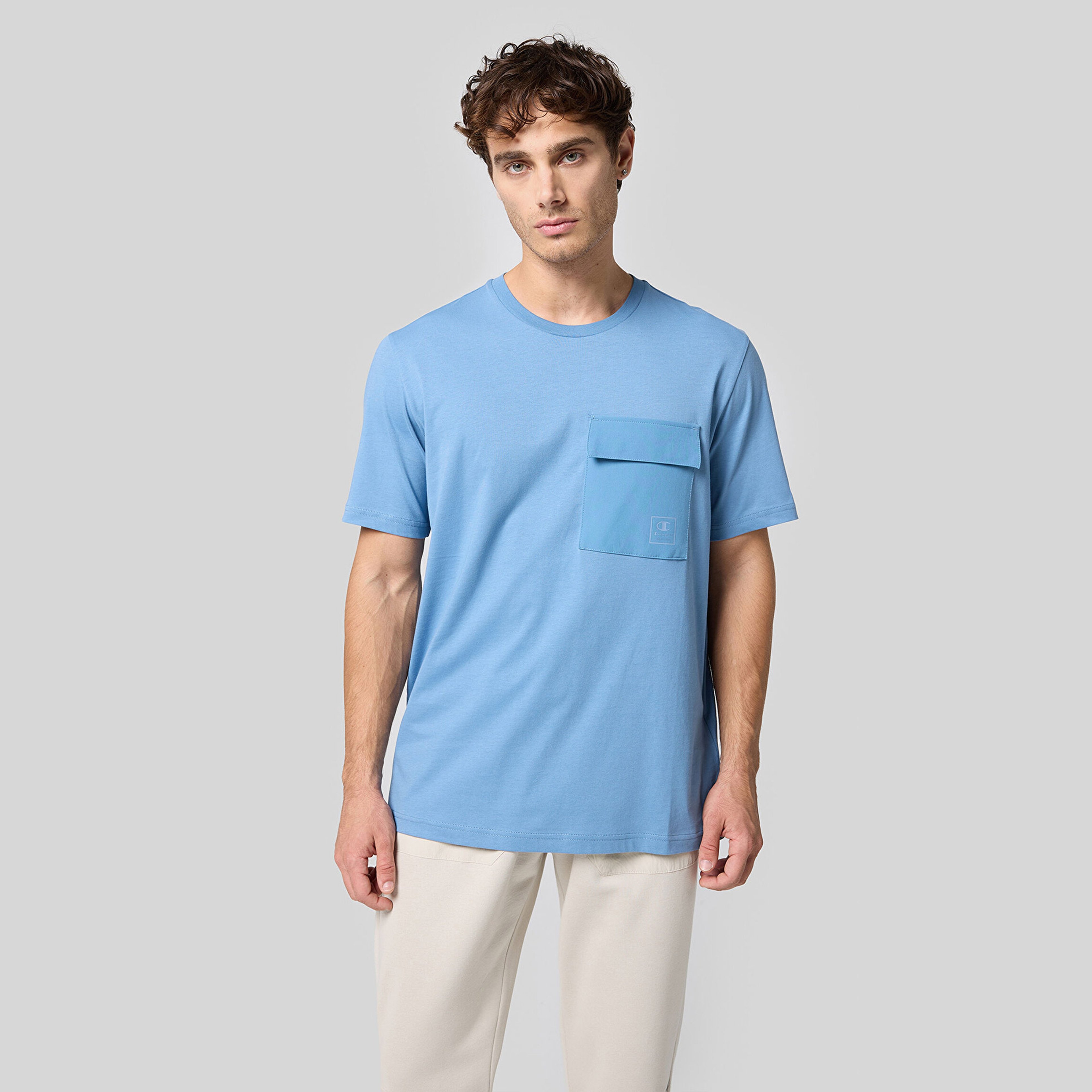 Champion Crewneck Erkek Mavi T-Shirt