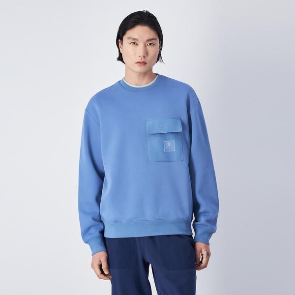 Champion Crewneck Erkek Mavi Sweatshirt