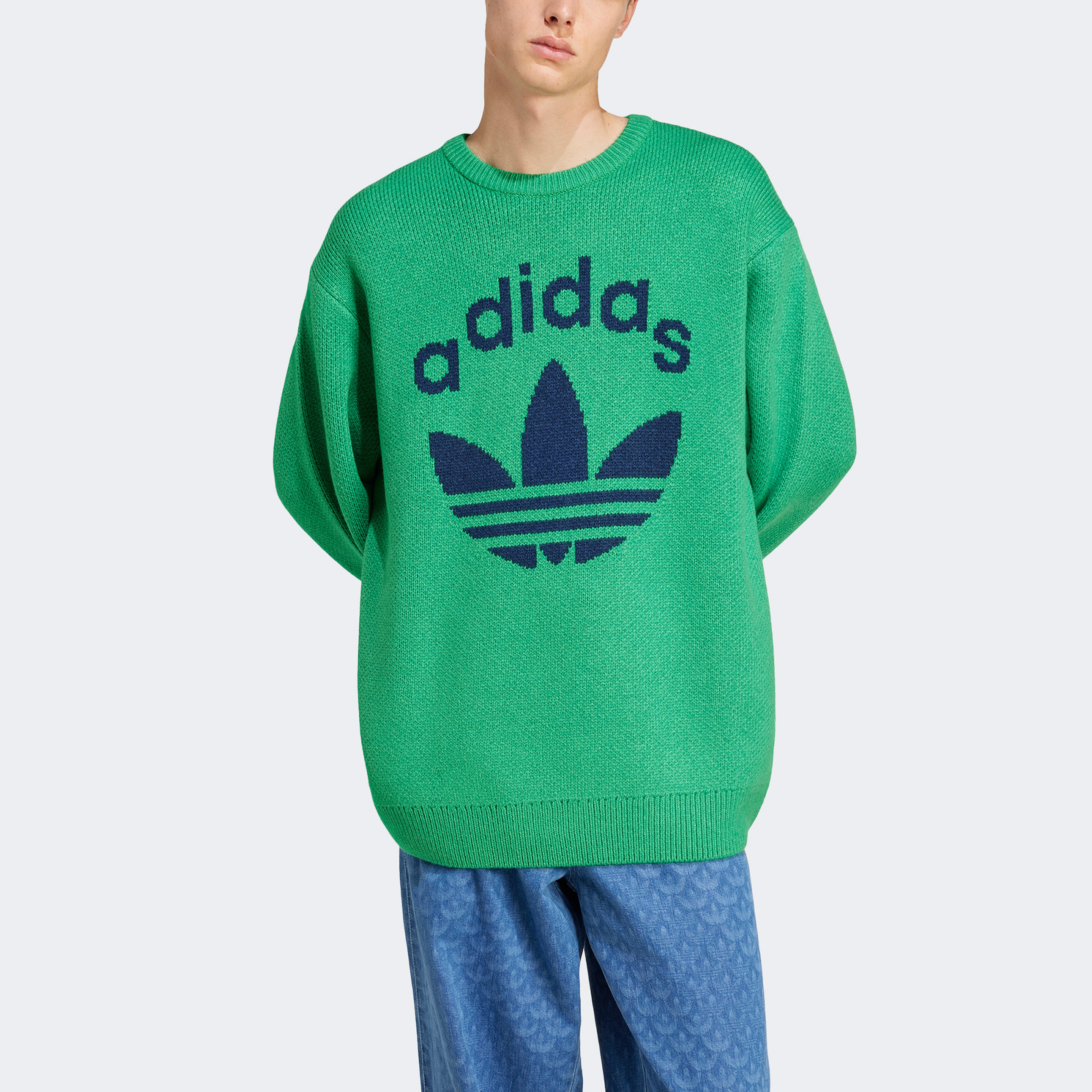adidas Knit Crewneck Erkek Yeşil Sweatshirt