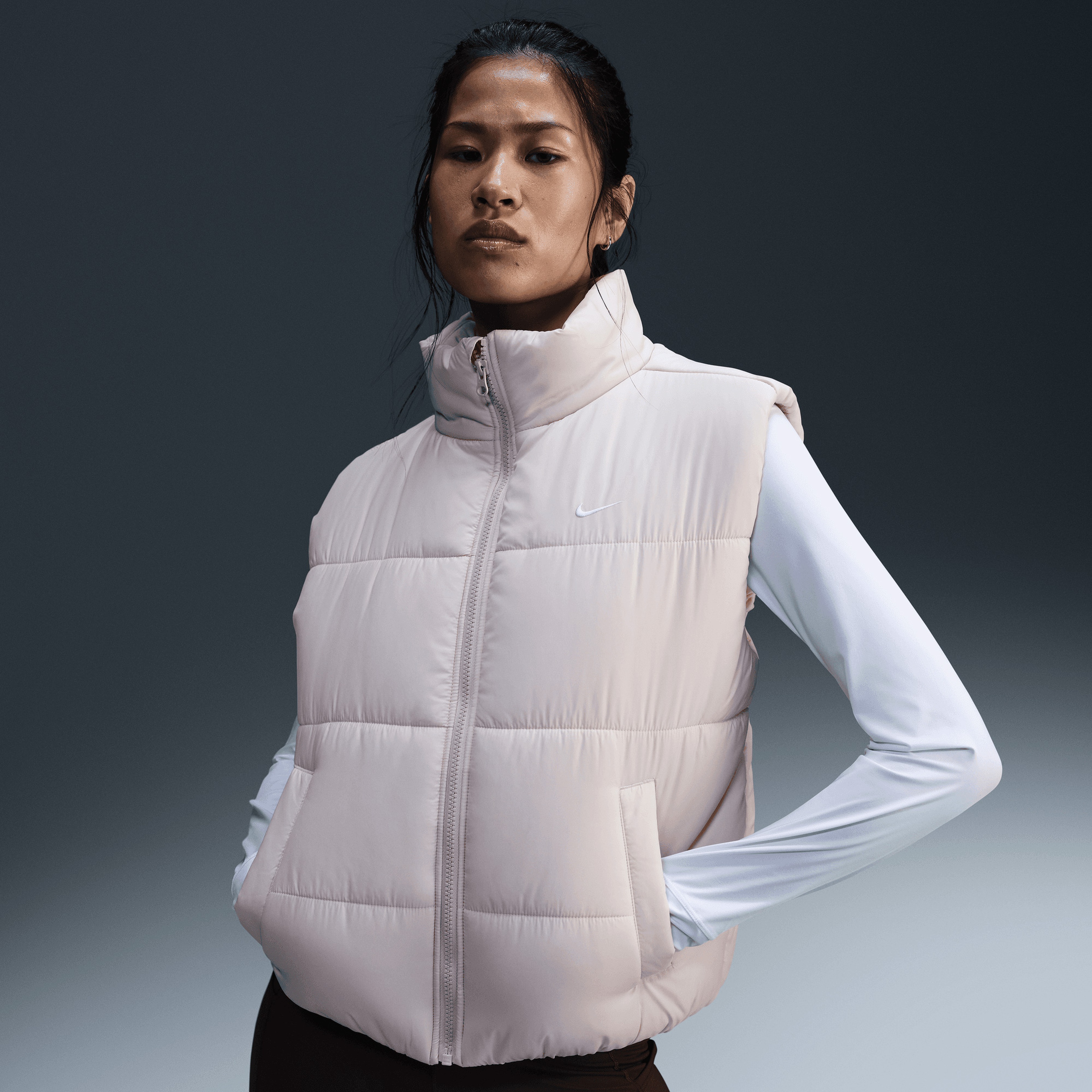 Nike Sportswear Classic Therma Puff Kadın Beyaz Yelek