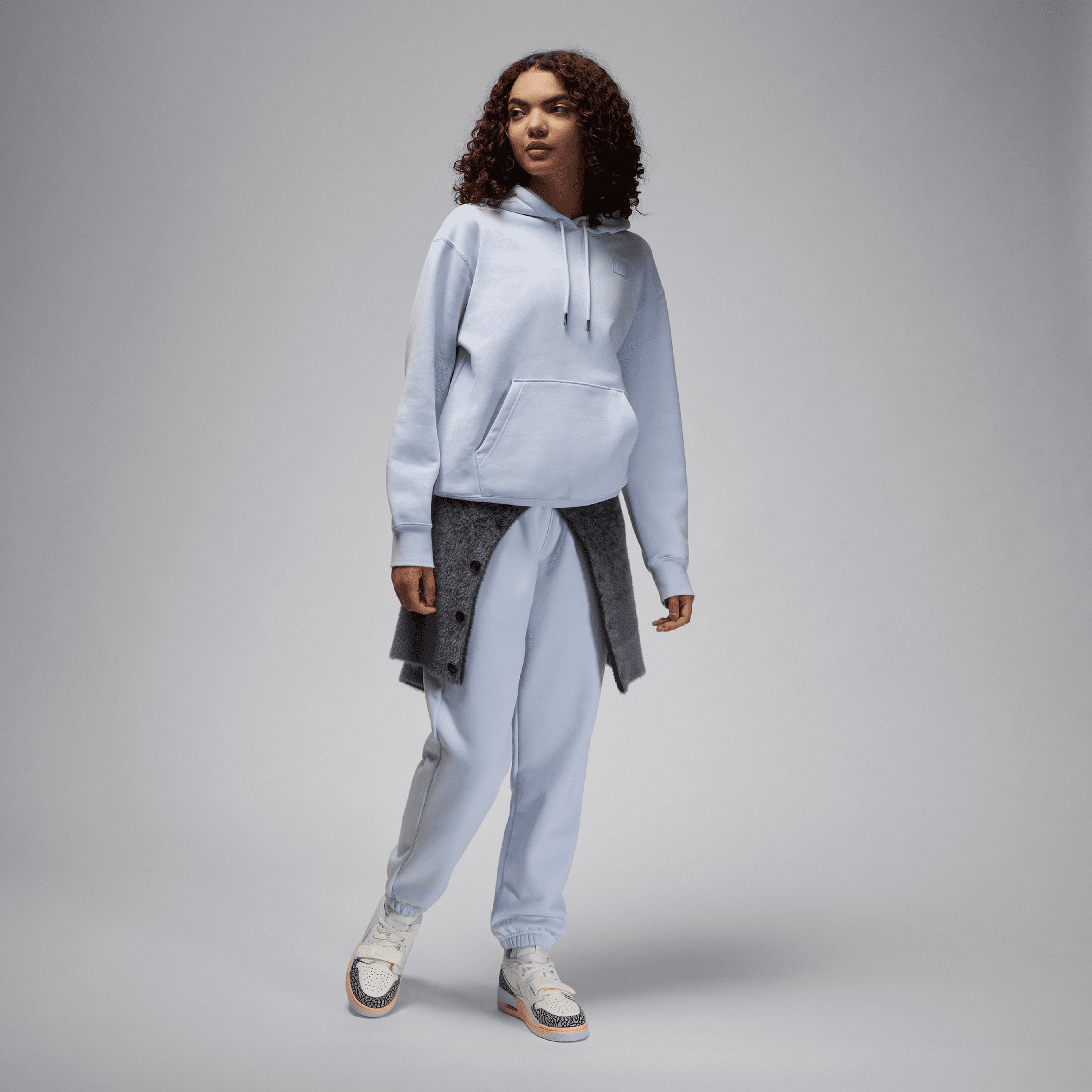 Jordan Flight Fleece Satin Kadın Mavi Hoodie