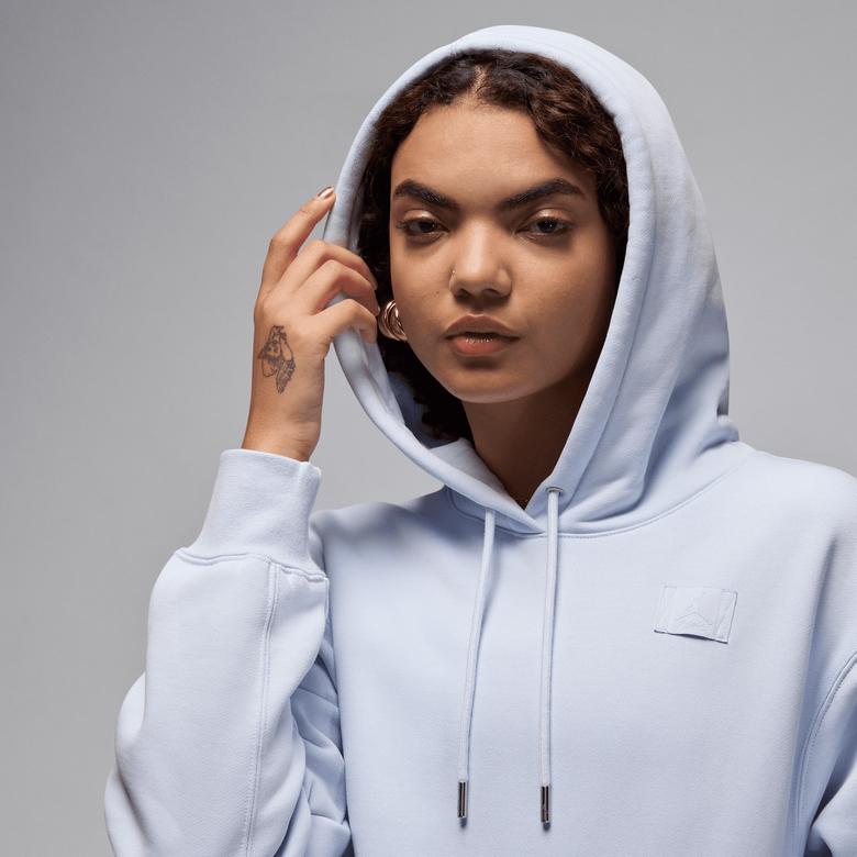 Jordan Flight Fleece Satin Kadın Mavi Hoodie