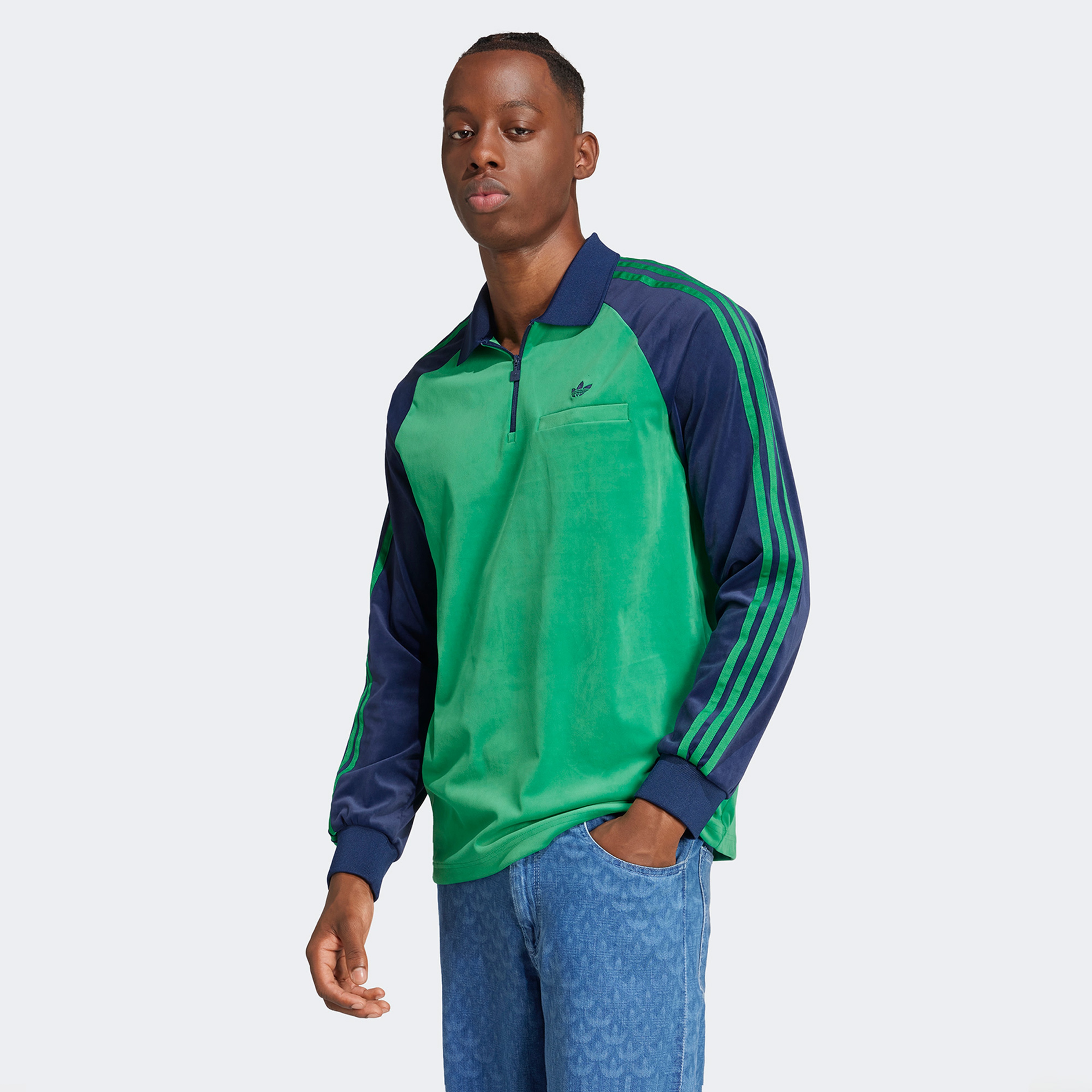 adidas Velour Polo Erkek Yeşil Gömlek
