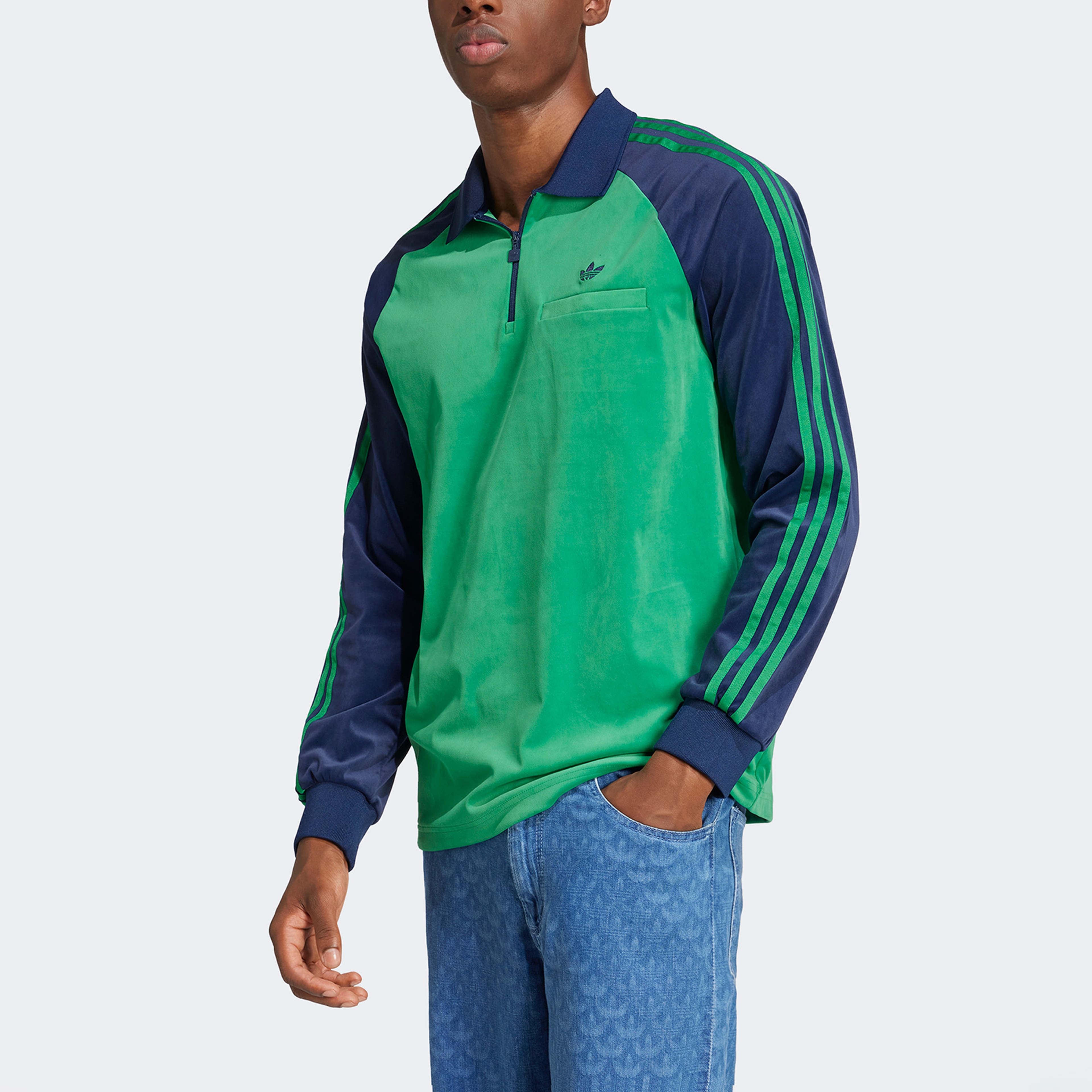 adidas Velour Polo Erkek Yeşil Gömlek