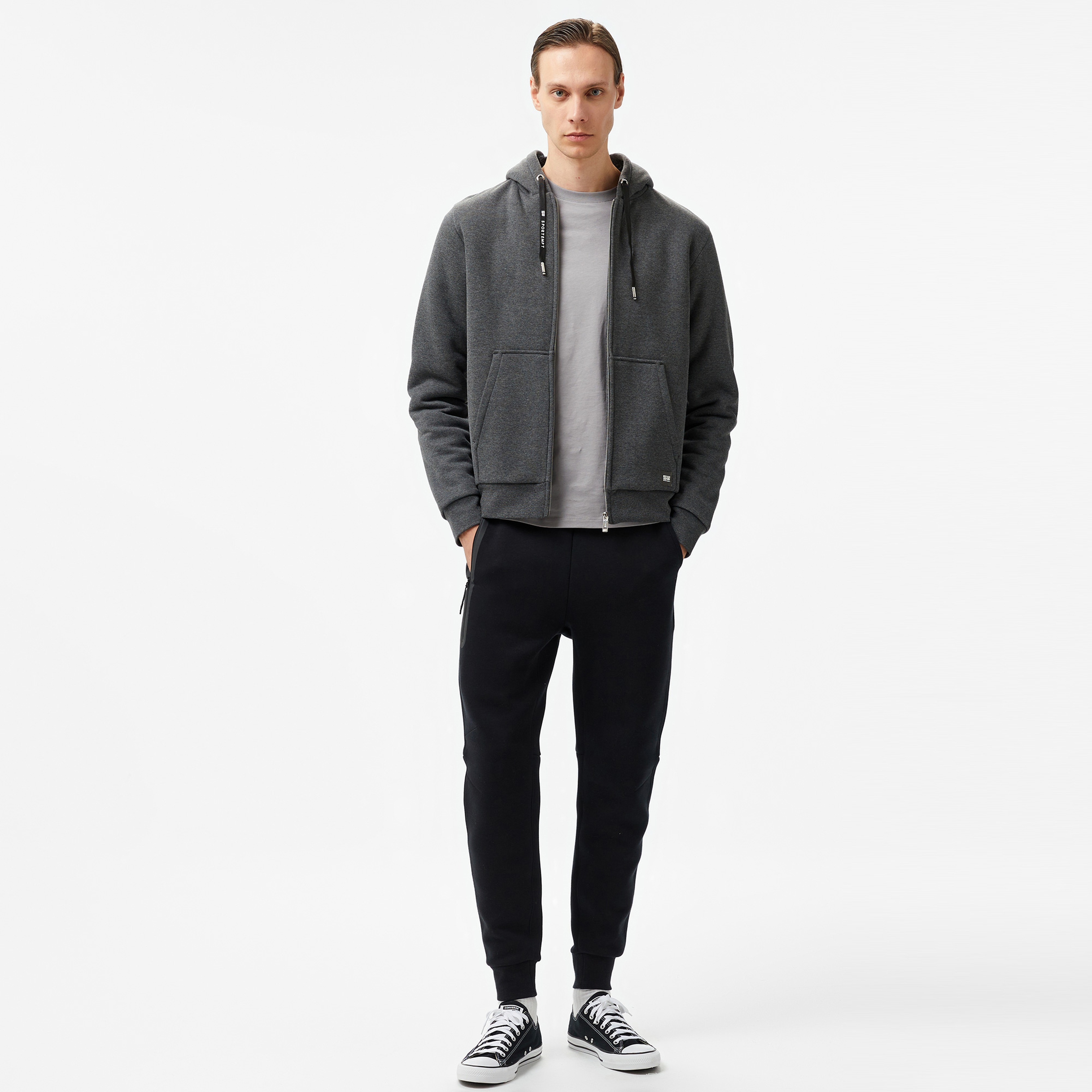 Sportempt St167 Erkek Gri Eşofman Üstü