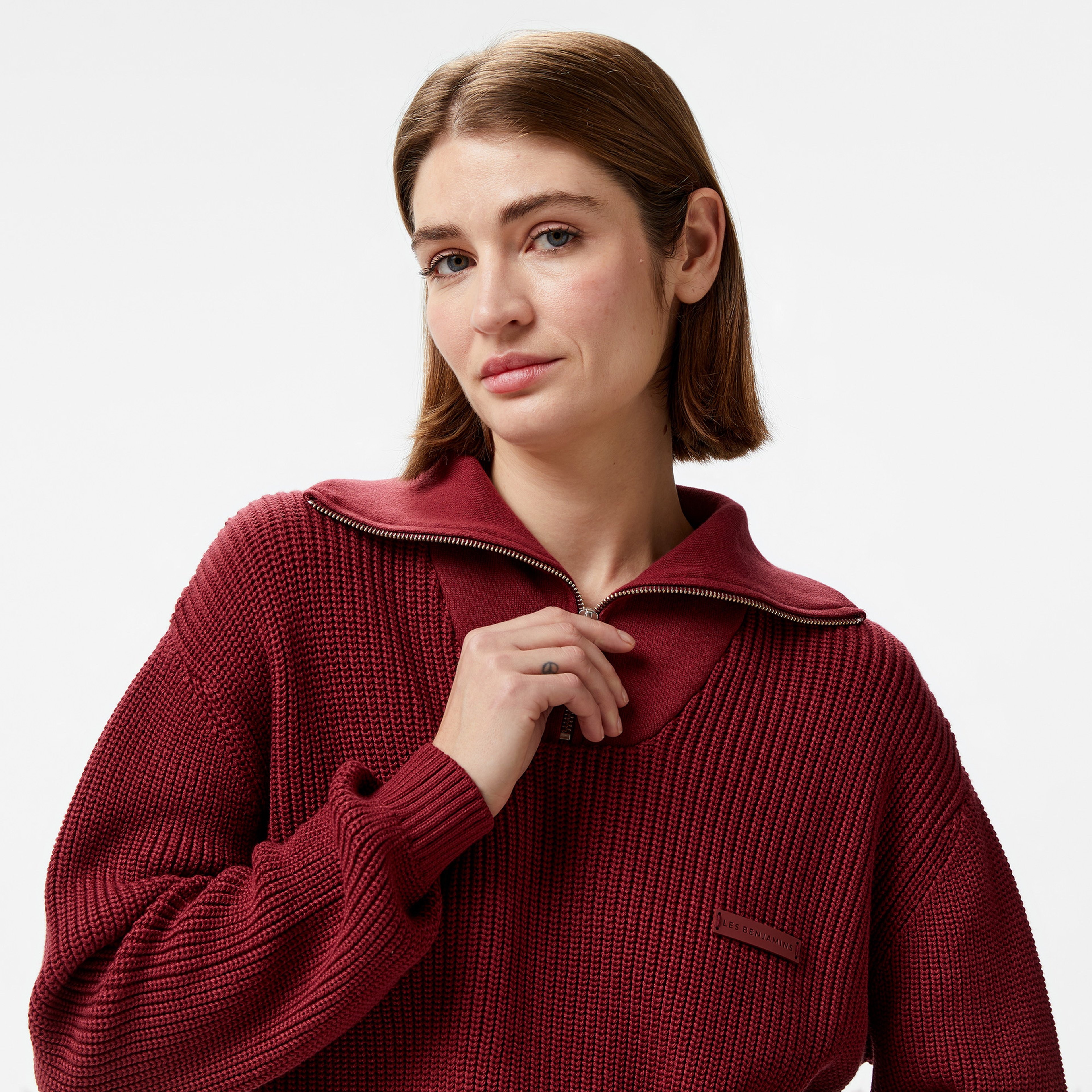 Les Benjamins Knitwear 301 Kadın Bordo Sweatshirt
