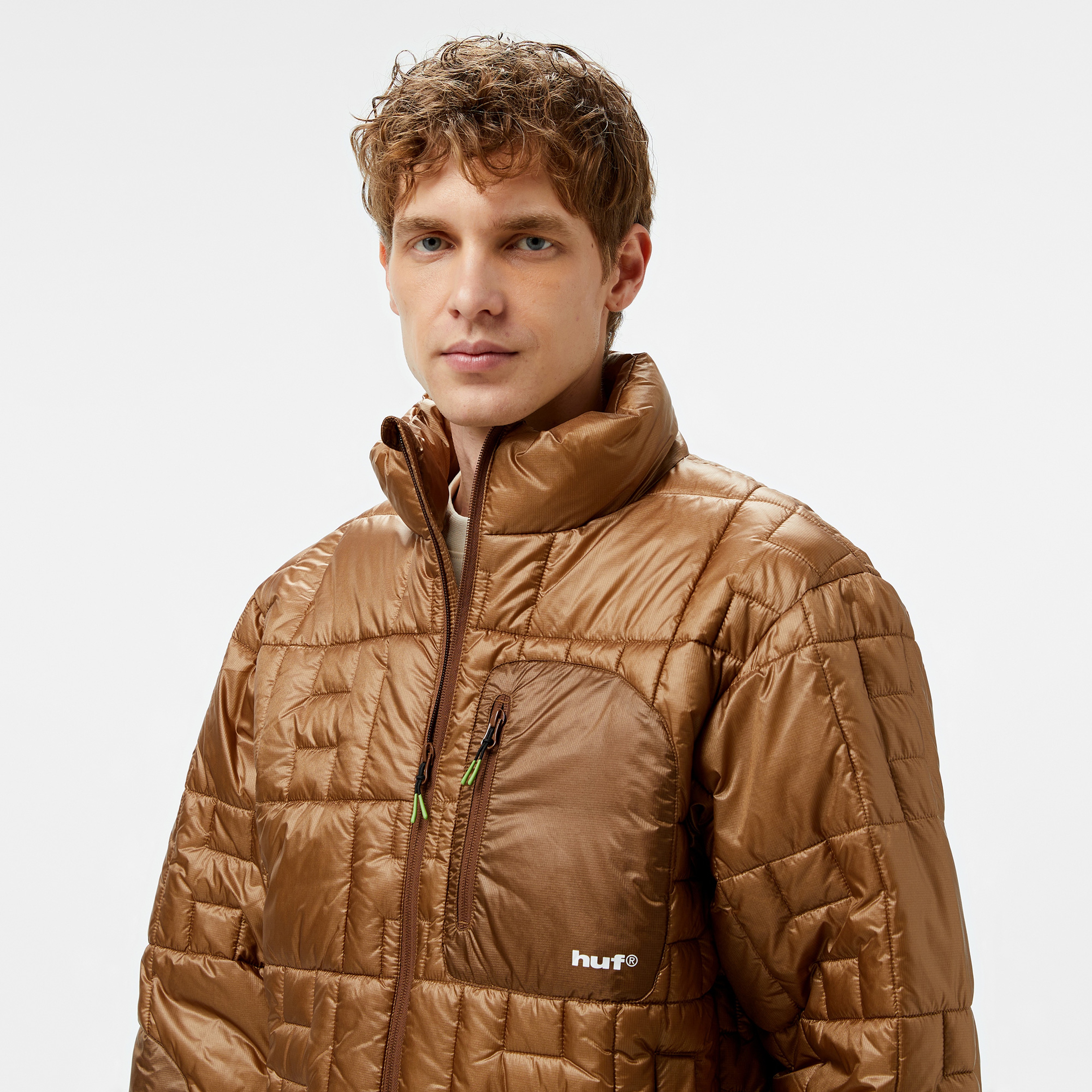 Huf Pertex Puffer Erkek Kahverengi Ceket