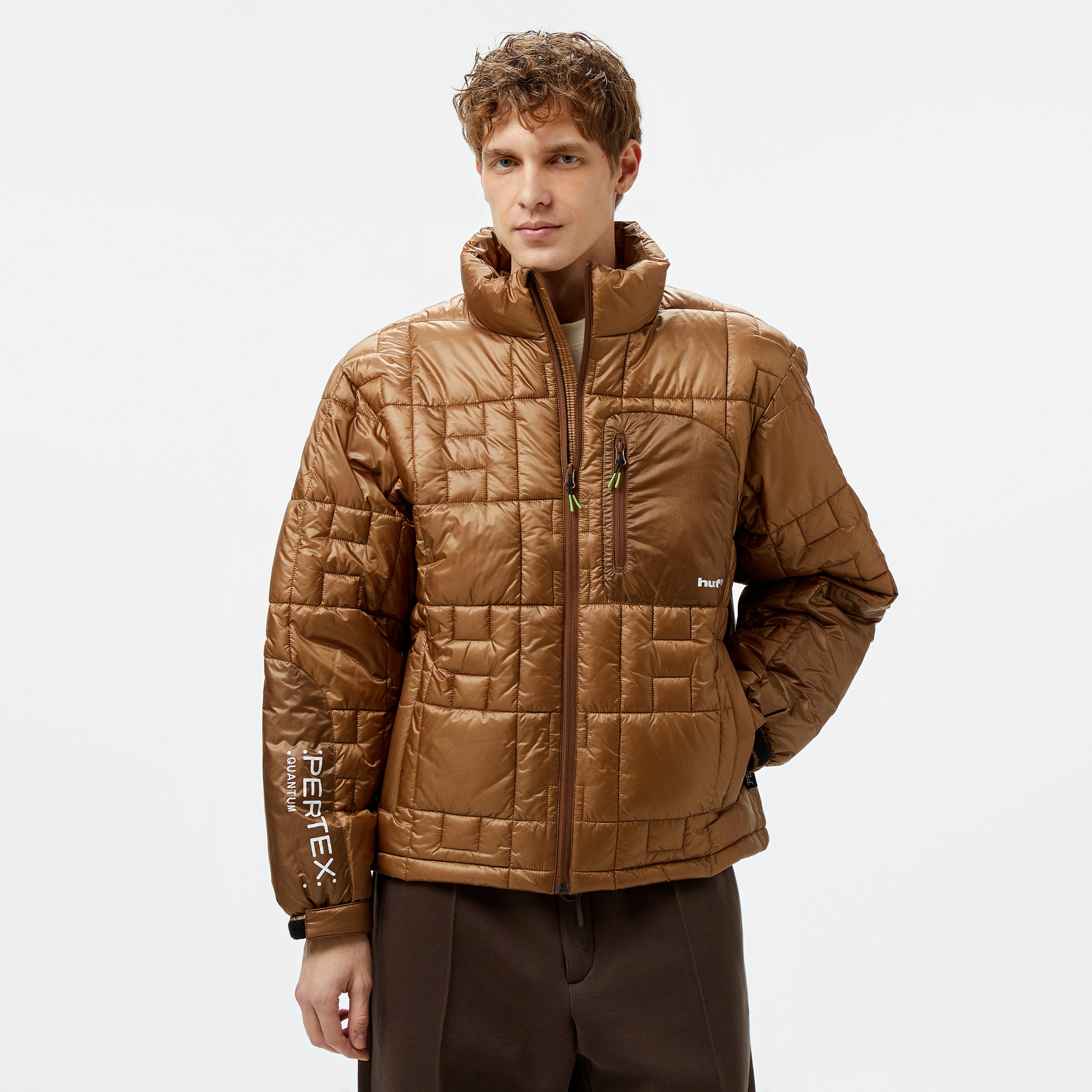 Huf Pertex Puffer Erkek Kahverengi Ceket