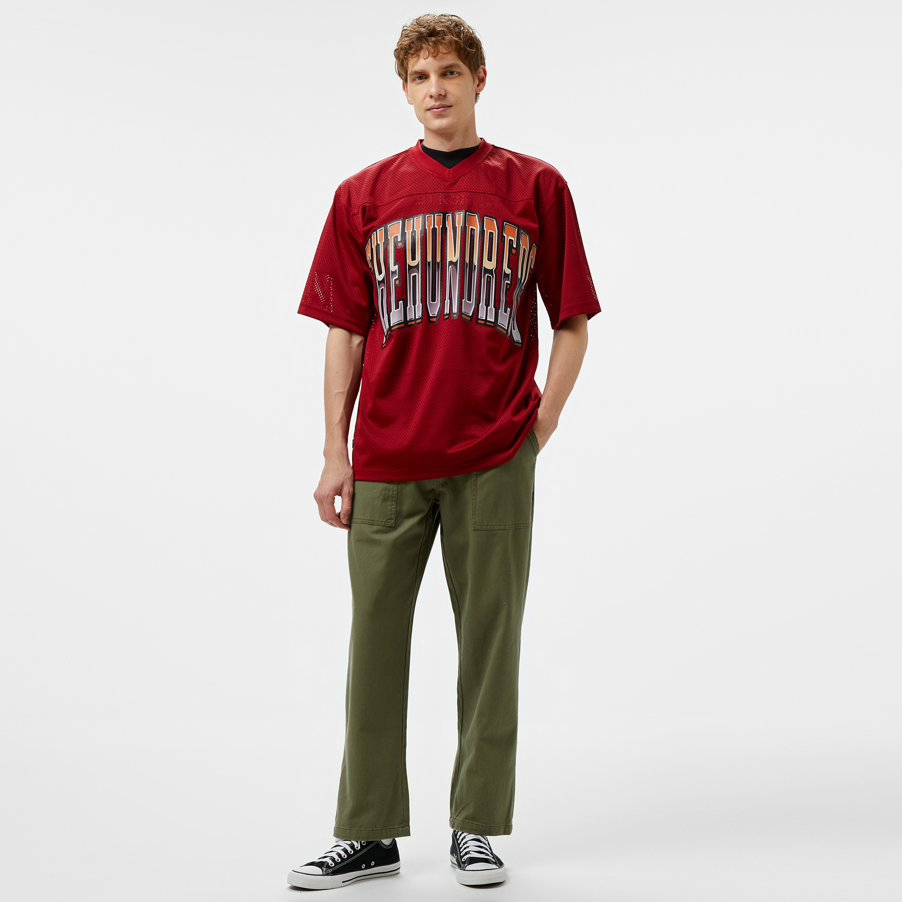 The Hundreds Division Football Jersey Erkek Bordo T-Shirt
